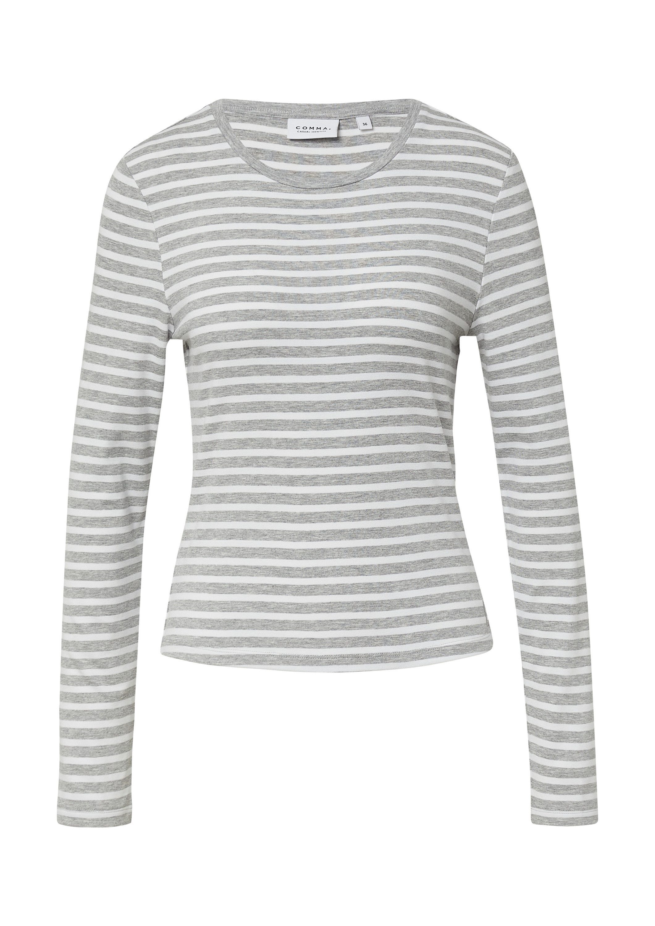 comma Langarmshirt T-Shirt Gestreiftes Longsleeve aus Baumwolle günstig online kaufen
