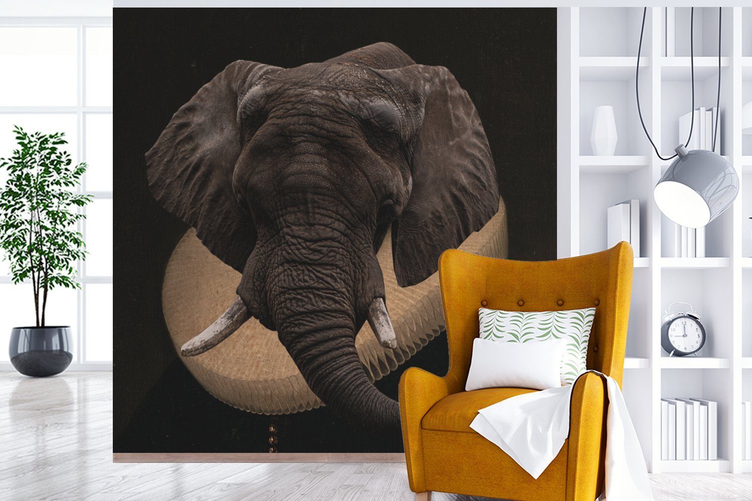 Wandtapete Elefant - für bedruckt, - Matt, St), oder Tapete Schlafzimmer, (5 Porträt MuchoWow Wohnzimmer Fototapete Kleidung, Vinyl