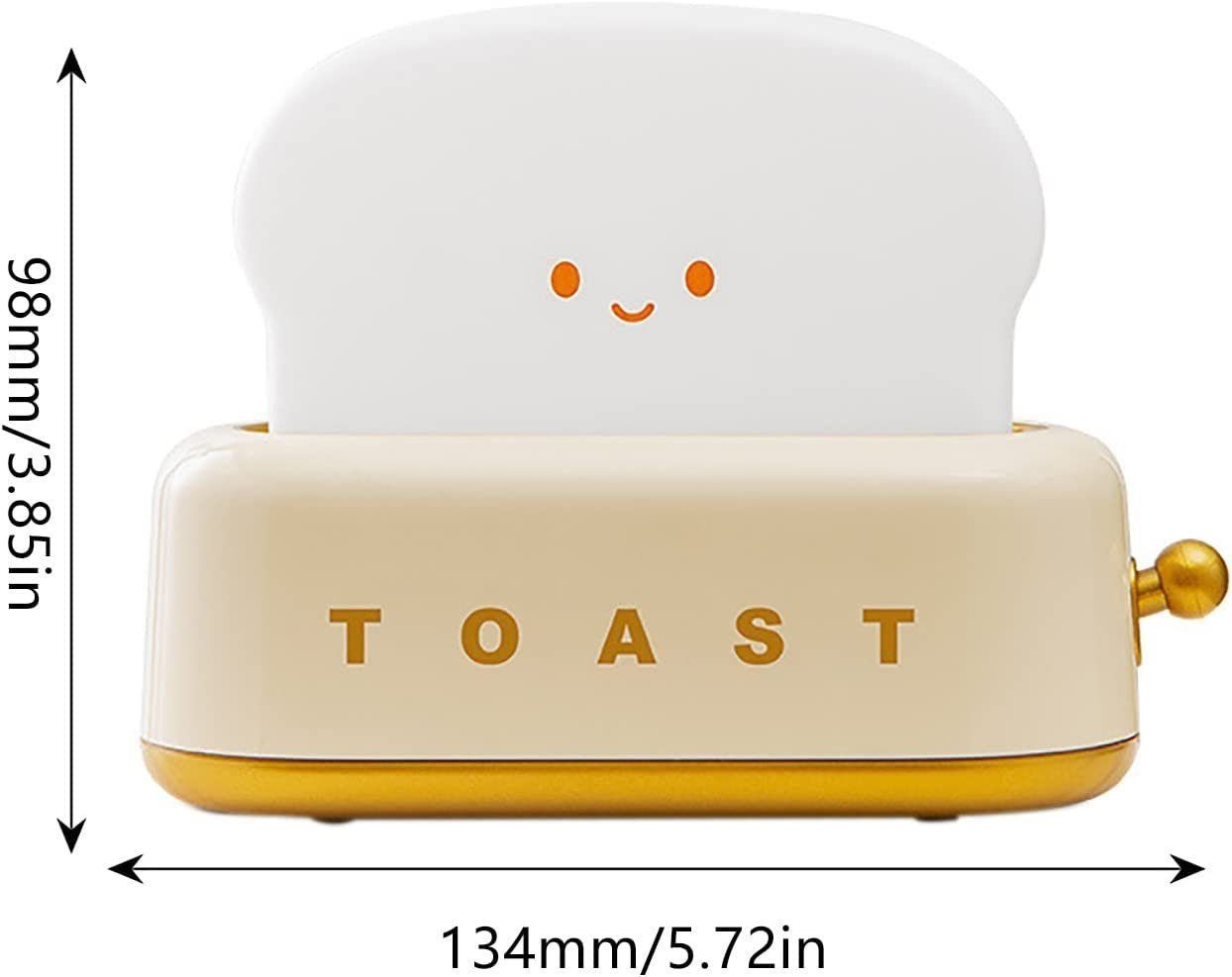 Toaster-Nachtlicht, tragbar,Brotlampe Toast-Lampe, süßes dimmbar, Gelb Nachtlicht Gontence wiederaufladbar, Kinder-Nachtlicht, USB, Kinder LED Timer mit für