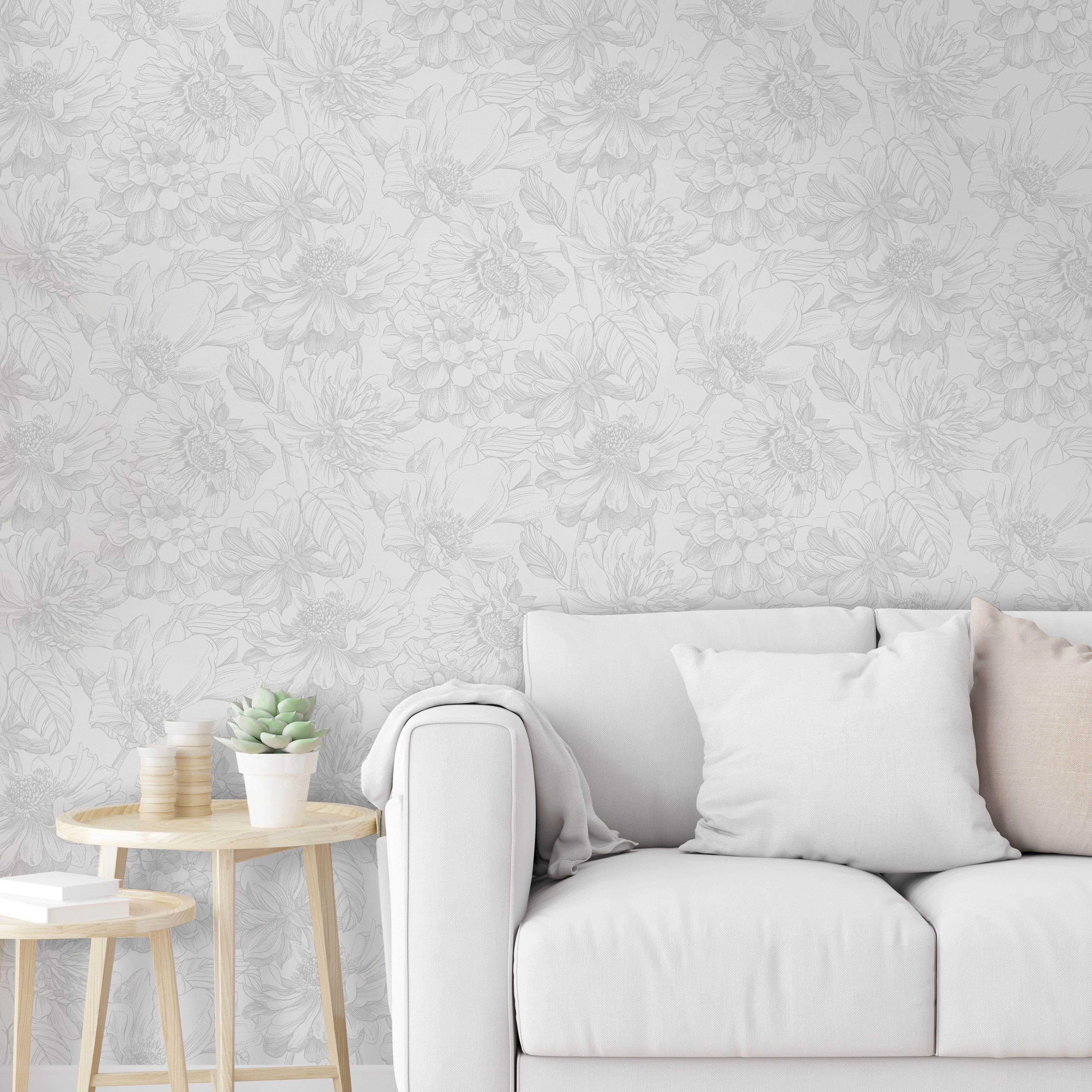 Art for the home Vliestapete Soft Blush Dahlia, glatt, geblümt, (1 St), Gra günstig online kaufen
