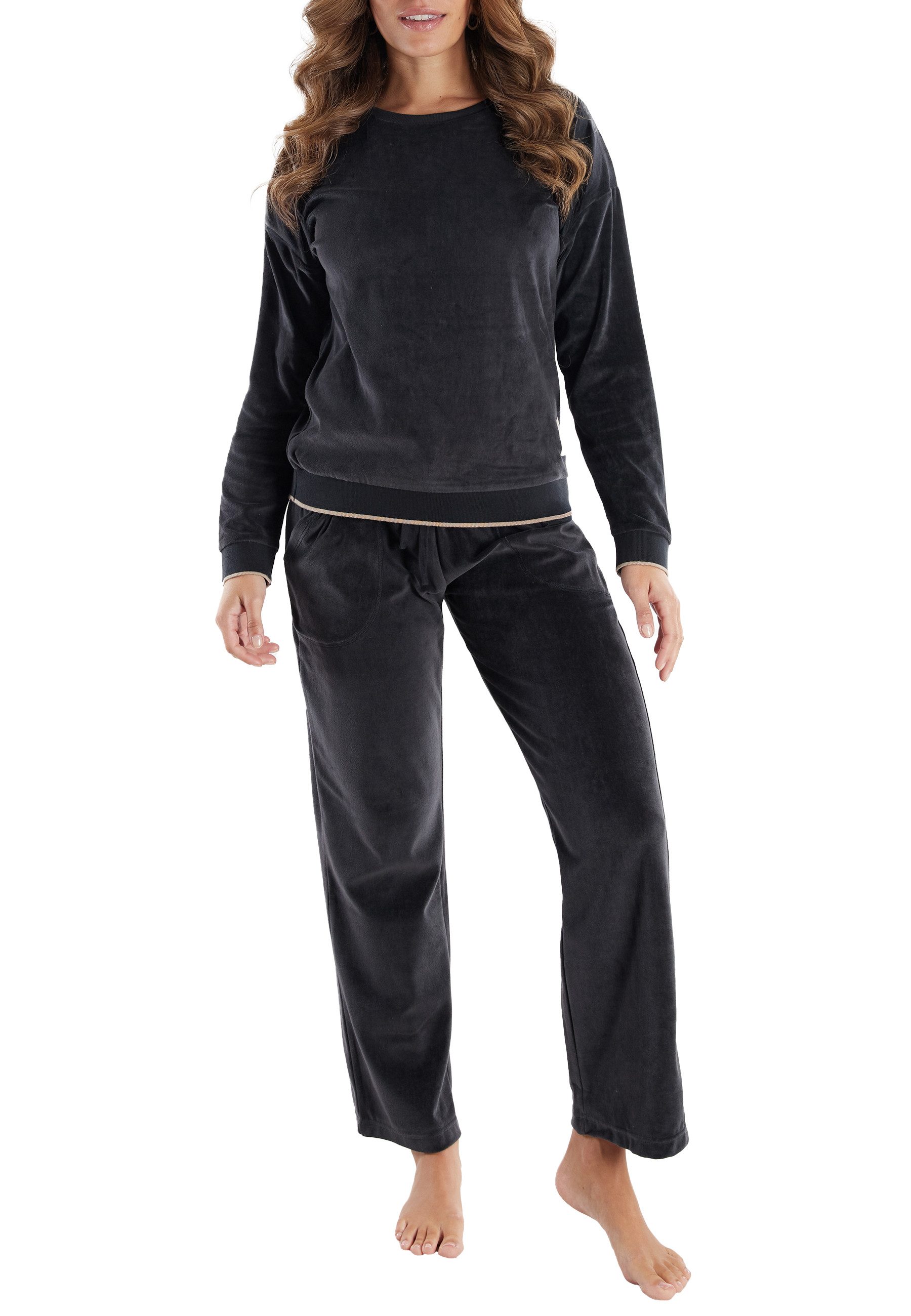 TOM TAILOR Pyjama TOM TAILOR Damen Pyjama schwarz uni (1 tlg) günstig online kaufen