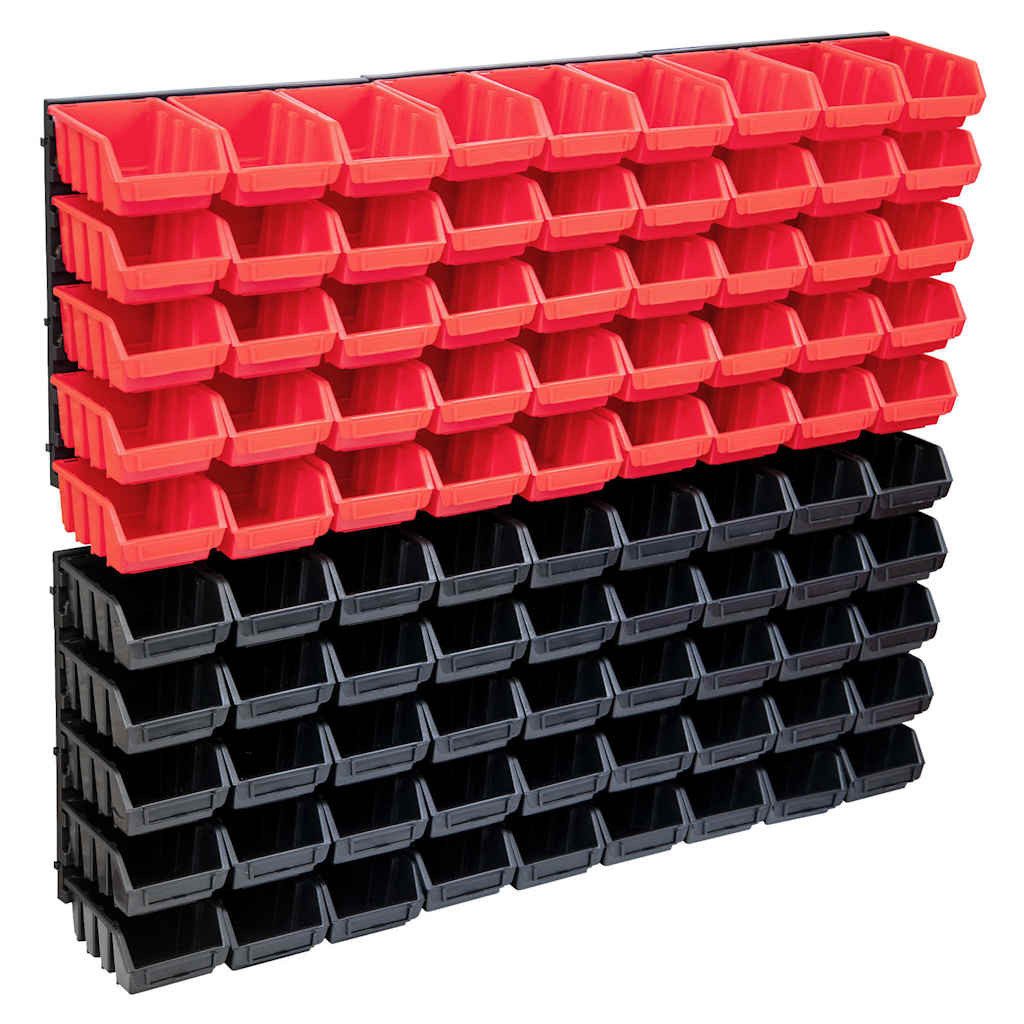 vidaXL Werkzeugbox 96-tlg. Behälter-Set für Kleinteile mit Wandplatten Rot Schwarz (1 St)