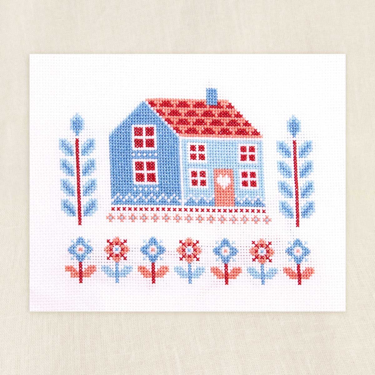 DMC Kreativset DMC Kreuzstich Stickpackung "Landhaus", Zählmuster, 16,8x12,9cm..., (embroidery kit by Marussia)