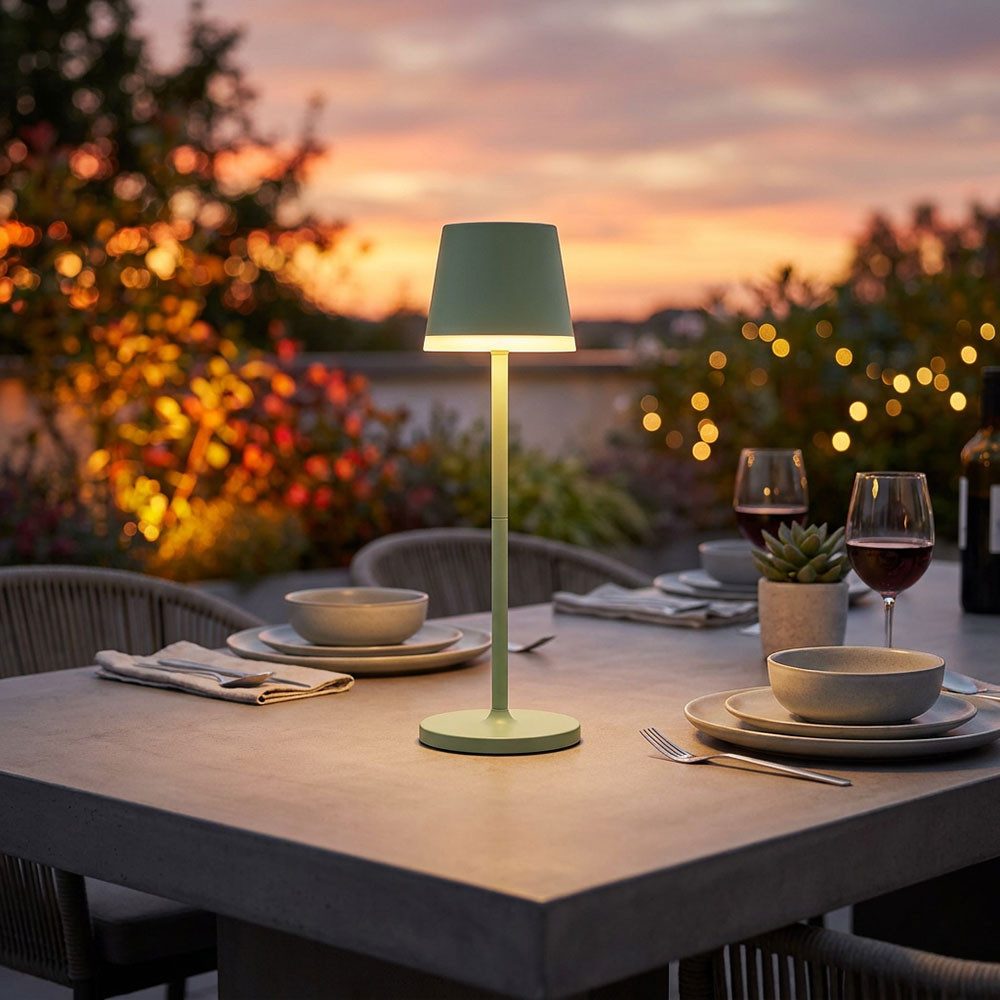 GLOBO LIGHTING LED Solarleuchte, LED-Leuchtmittel fest verbaut, Warmweiß, Solarlampe Tischleuchte Außenlampe LED Gartenlampe Balkonlampe blau H