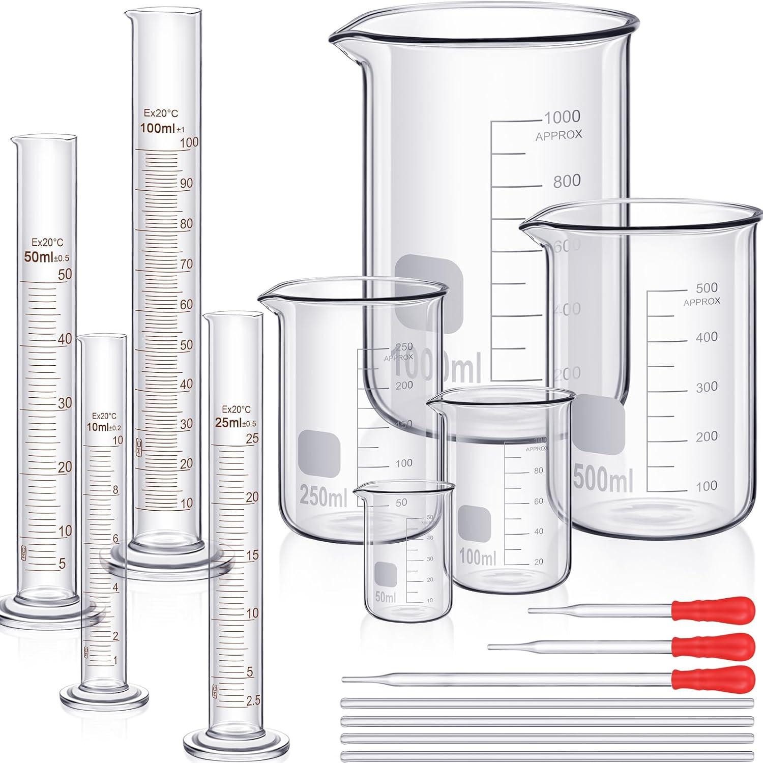 Gläser-Set Absolviert Zylinder Becherglas Set 10-1000 ml Borosilikatglas
