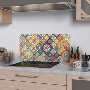 DEQORI Küchenrückwand 'Blumenmosaik', Glas Spritzschutz Badrückwand Herdblende