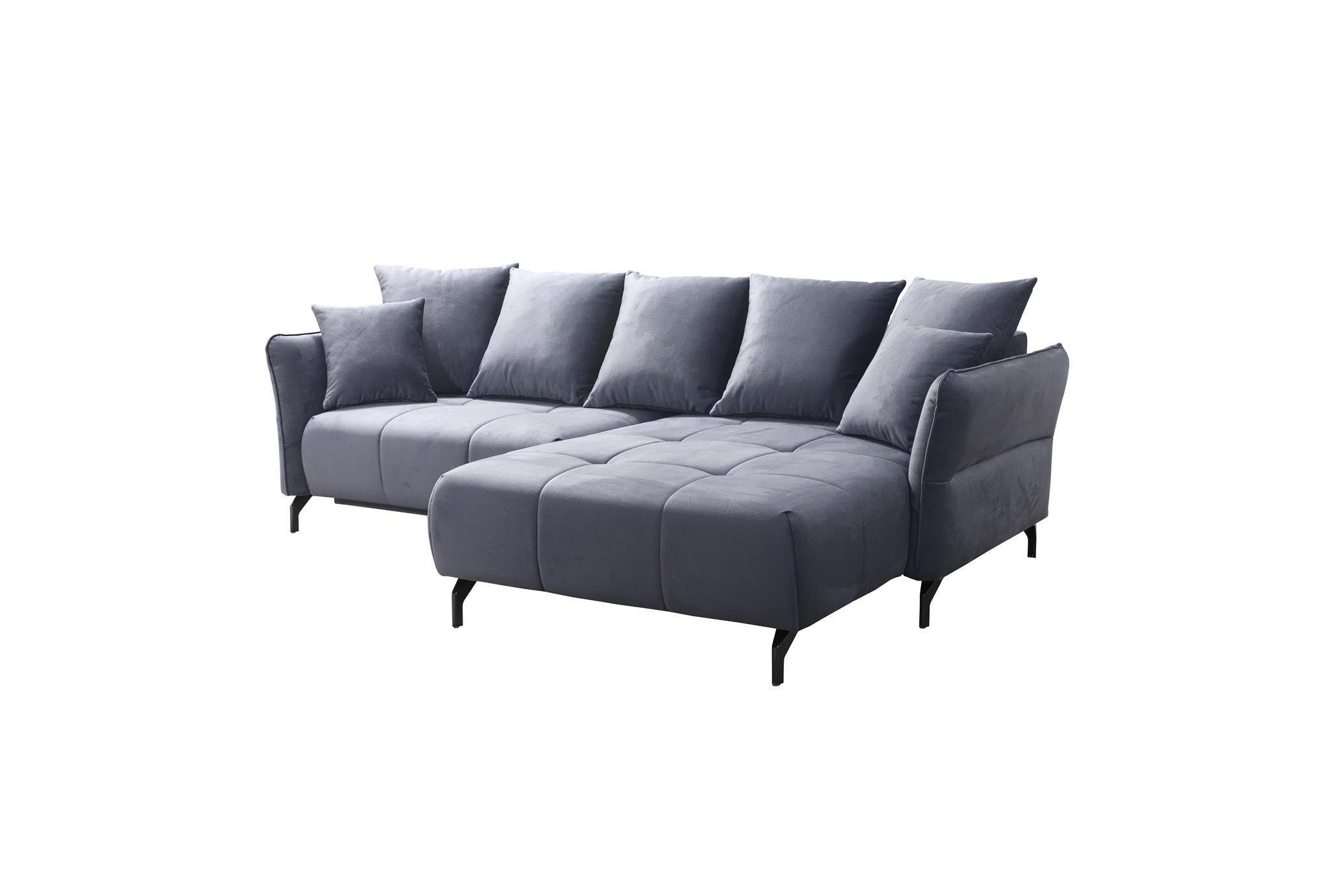 Furnix Ecksofa KAIROSS Sofa mit Bettkasten, 133 mit Liegefläche: Dunkelgrau ausziehbare 234 x cm EL22 Auswahl, Schlaffunktion