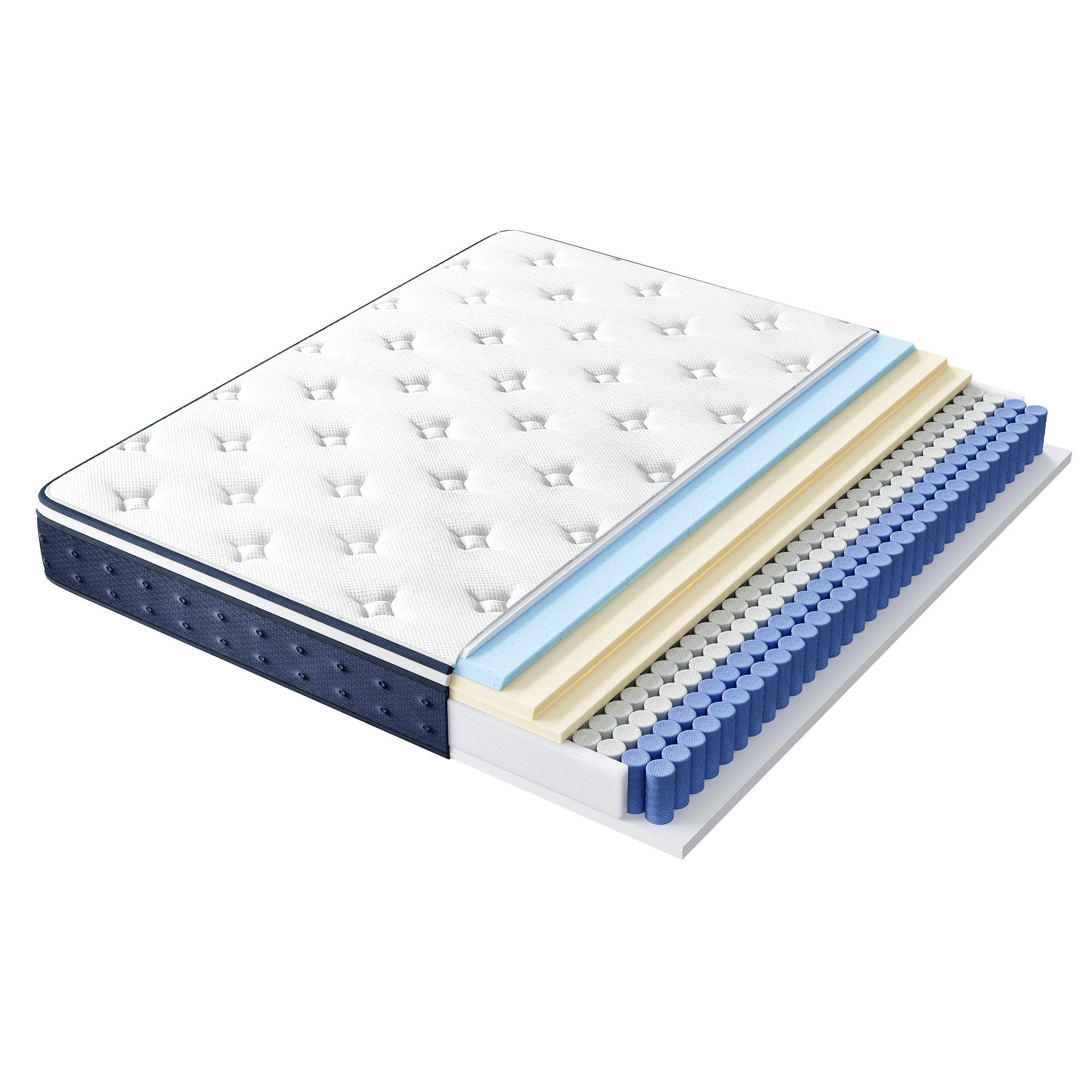 Taschenfederkernmatratze Federkernmatratze, VASAGLE, 20 cm hoch, Matratzen aus Gel-Memory-Schaumstoff, mittelfest, Kühlend