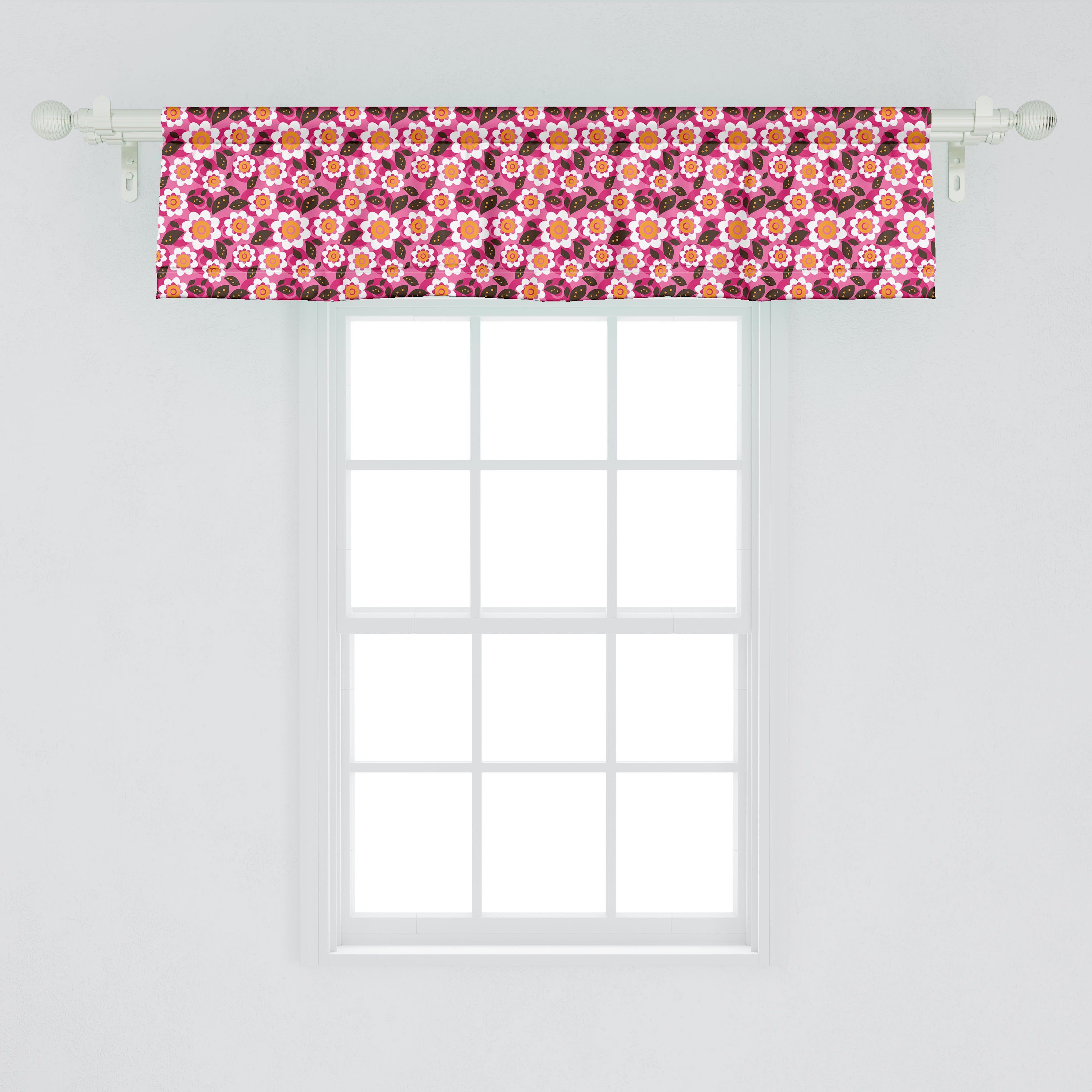 Volant Frühling Abakuhaus, Stangentasche, Scheibengardine Küche Vorhang Gänseblümchen für mit blühendes Dekor Microfaser, Schlafzimmer