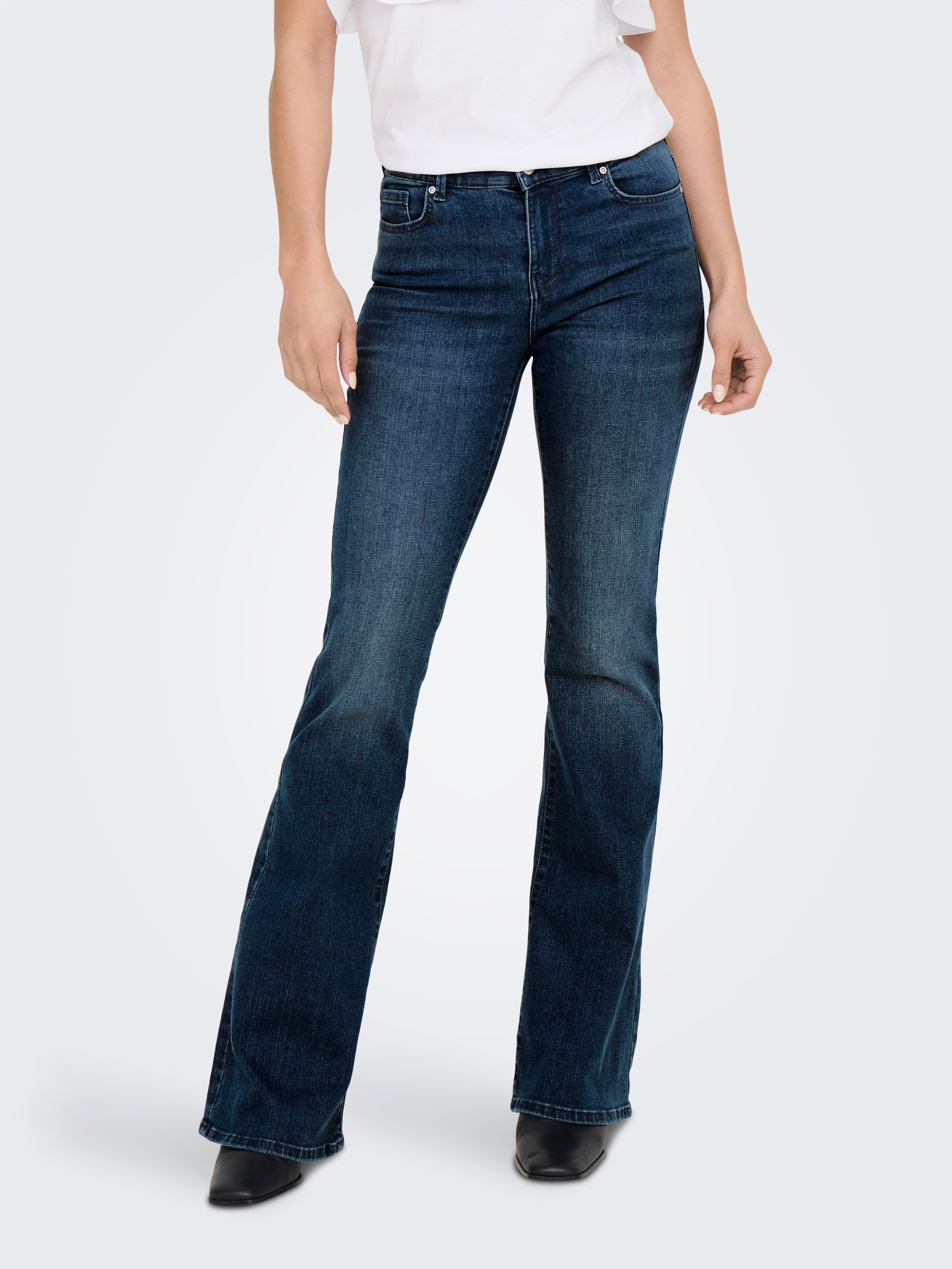 ONLY Bootcut-Jeans ONLLUSH MW RETRO FLARED DNM Materialmix, bootcut fit, Re günstig online kaufen