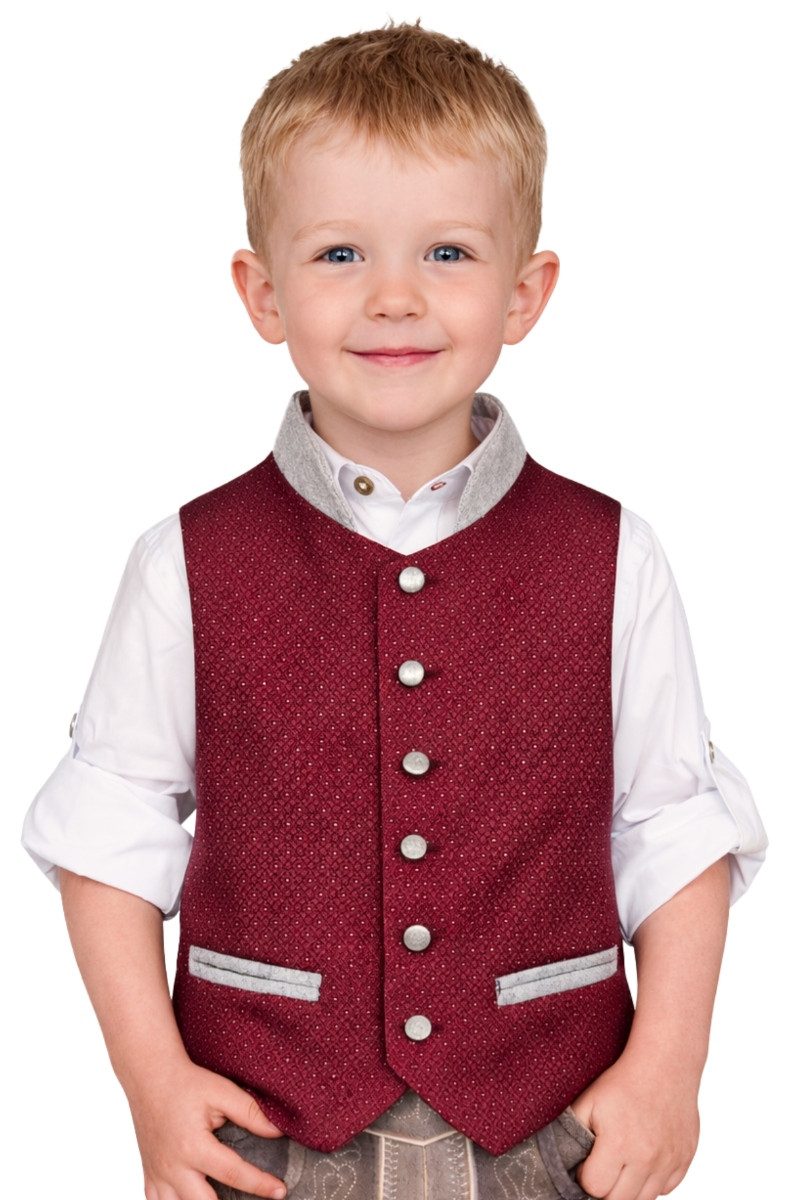 Isar-Trachten Trachtenjacke Kinderweste - SEVERIN - rot