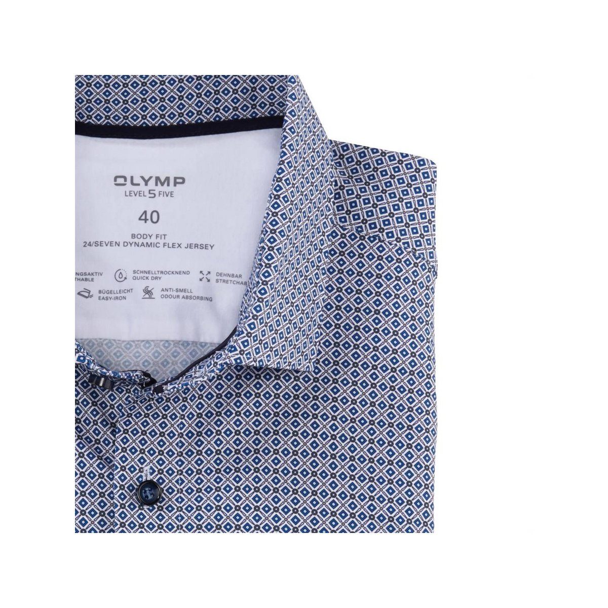 OLYMP Langarmhemd royalblau (1-tlg)