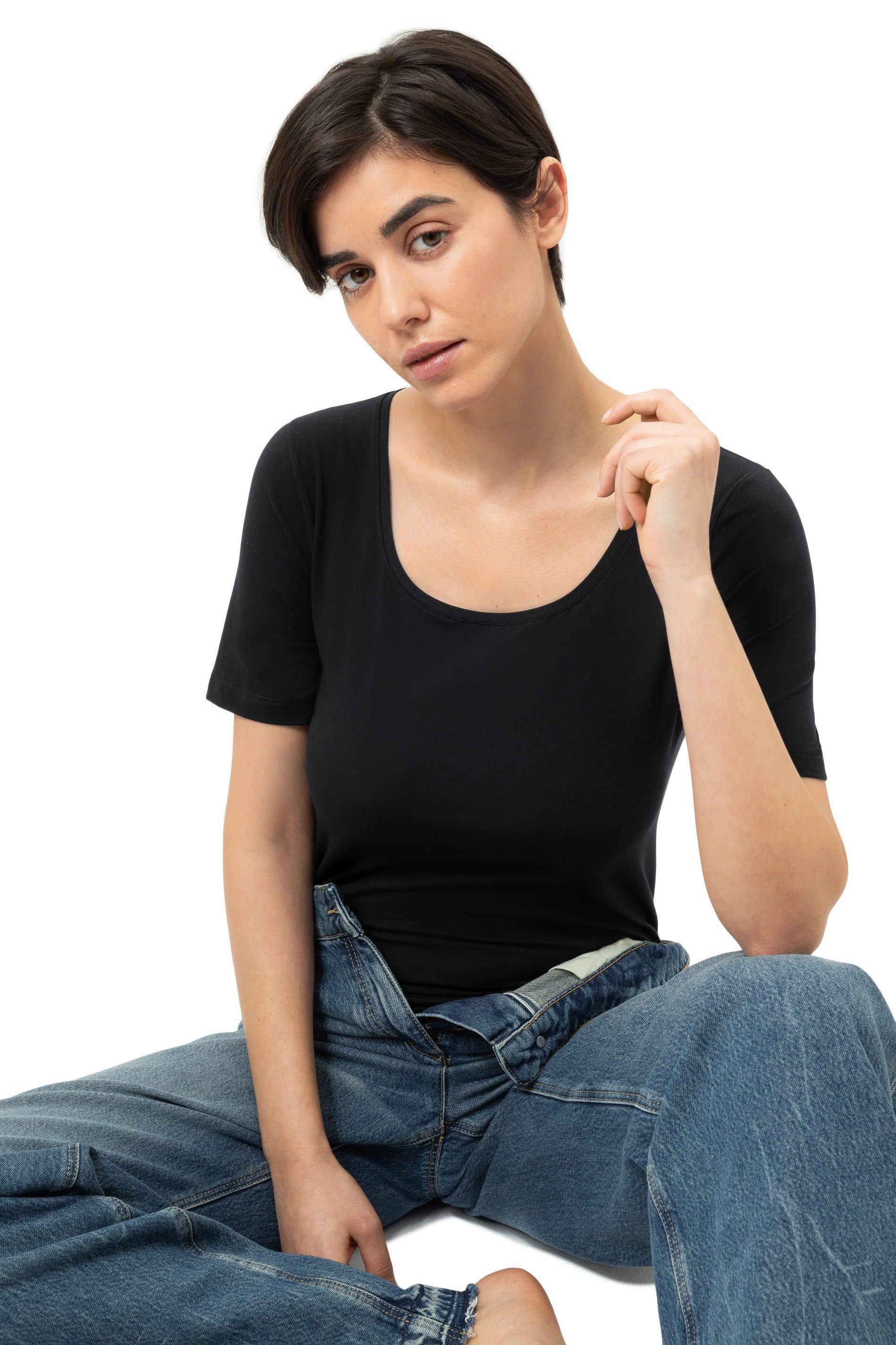 Mey Kurzarmshirt SUPERFINE ORGANIC Rundhals, schmale Passform, Halbarm – Bild 3 von 5
