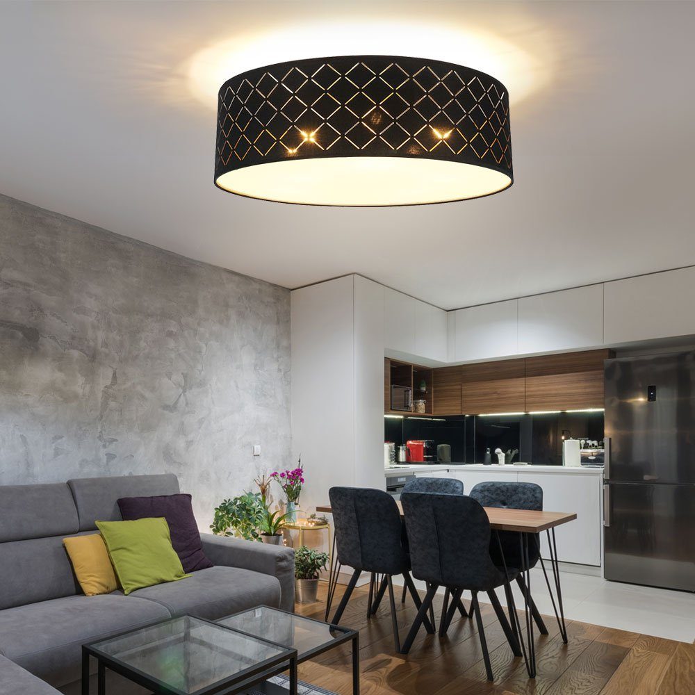 Globo Deckenleuchte, Leuchtmittel nicht inklusive, Design Decken Leuchte  Wohn Ess Zimmer Textil Schirm Lampe