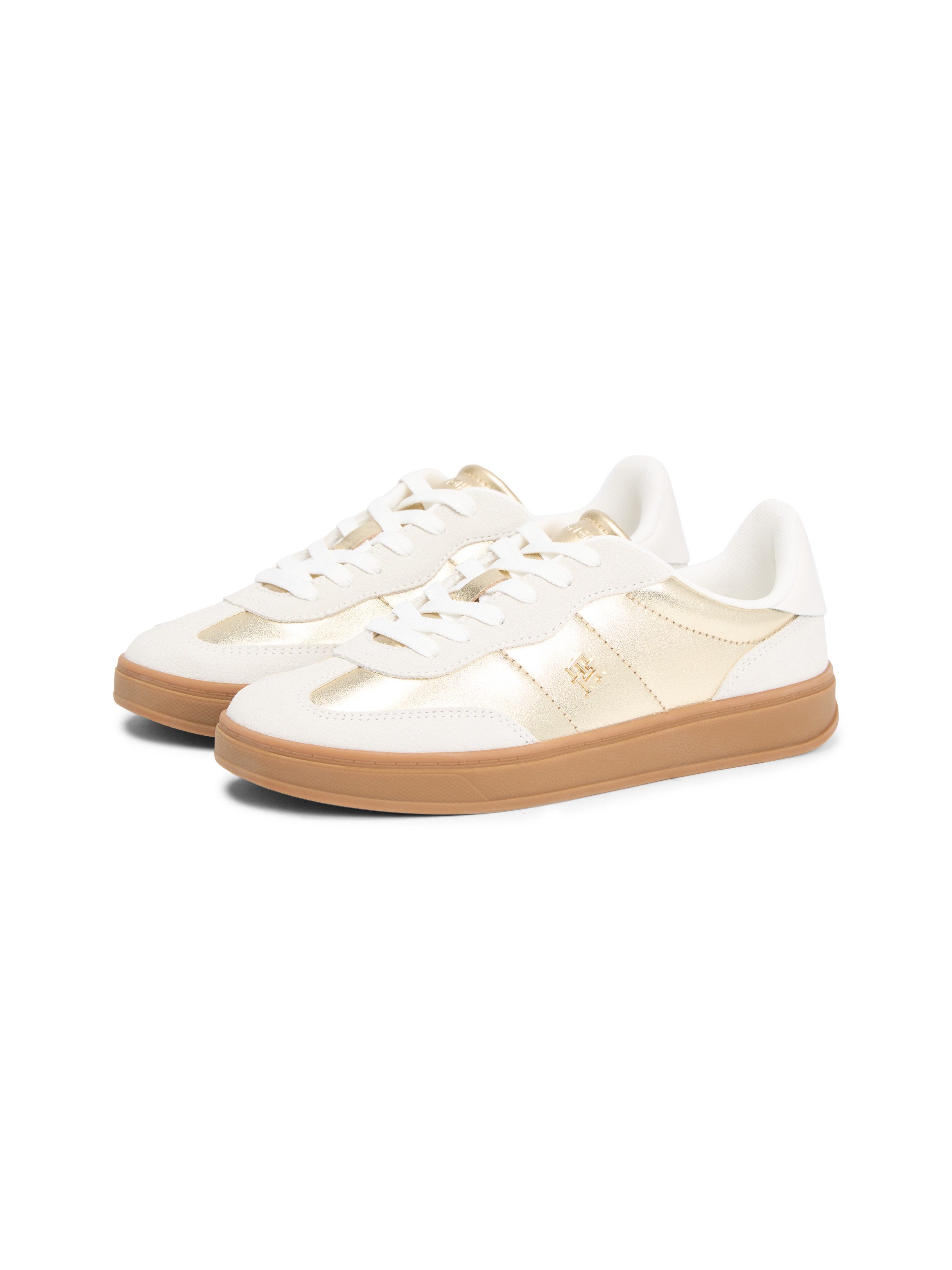 Tommy Hilfiger MU JACKIE METALLIC Plateausneaker, Freizeitschuh, Halbschuh, Schnürschuh im glänzenden Metallic-Look