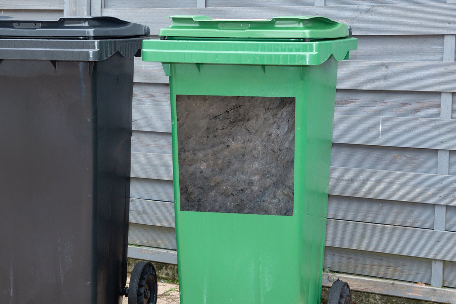 Mülltonne, (1 Mülleimer-aufkleber, Abfalbehälter Sticker, Industriell - Wandsticker - St), MuchoWow Verwittert Schiefer Grau - Container,