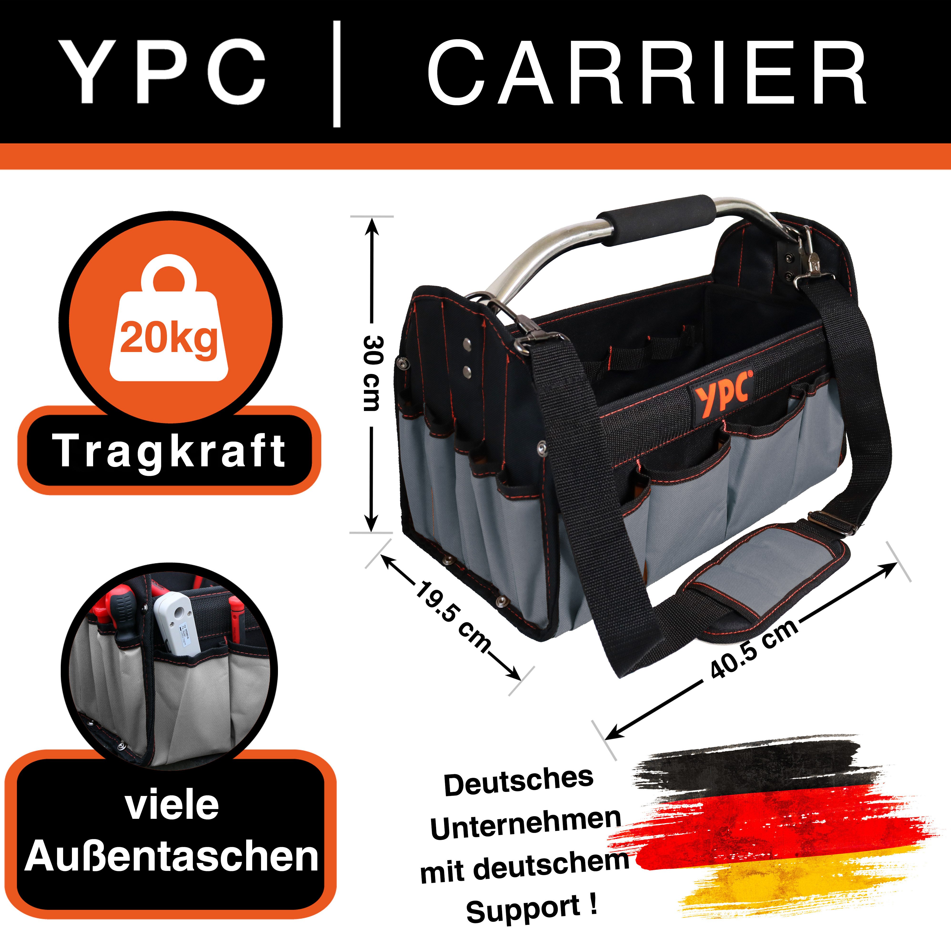 YPC Werkzeugtasche "Carrier" Werkzeugkorb XL, 40,5x30x19,5cm, 20 kg Tragkraft, praktisch, stabil, hohe Tragkraft, reißfest, modern, Metall-Handgriff