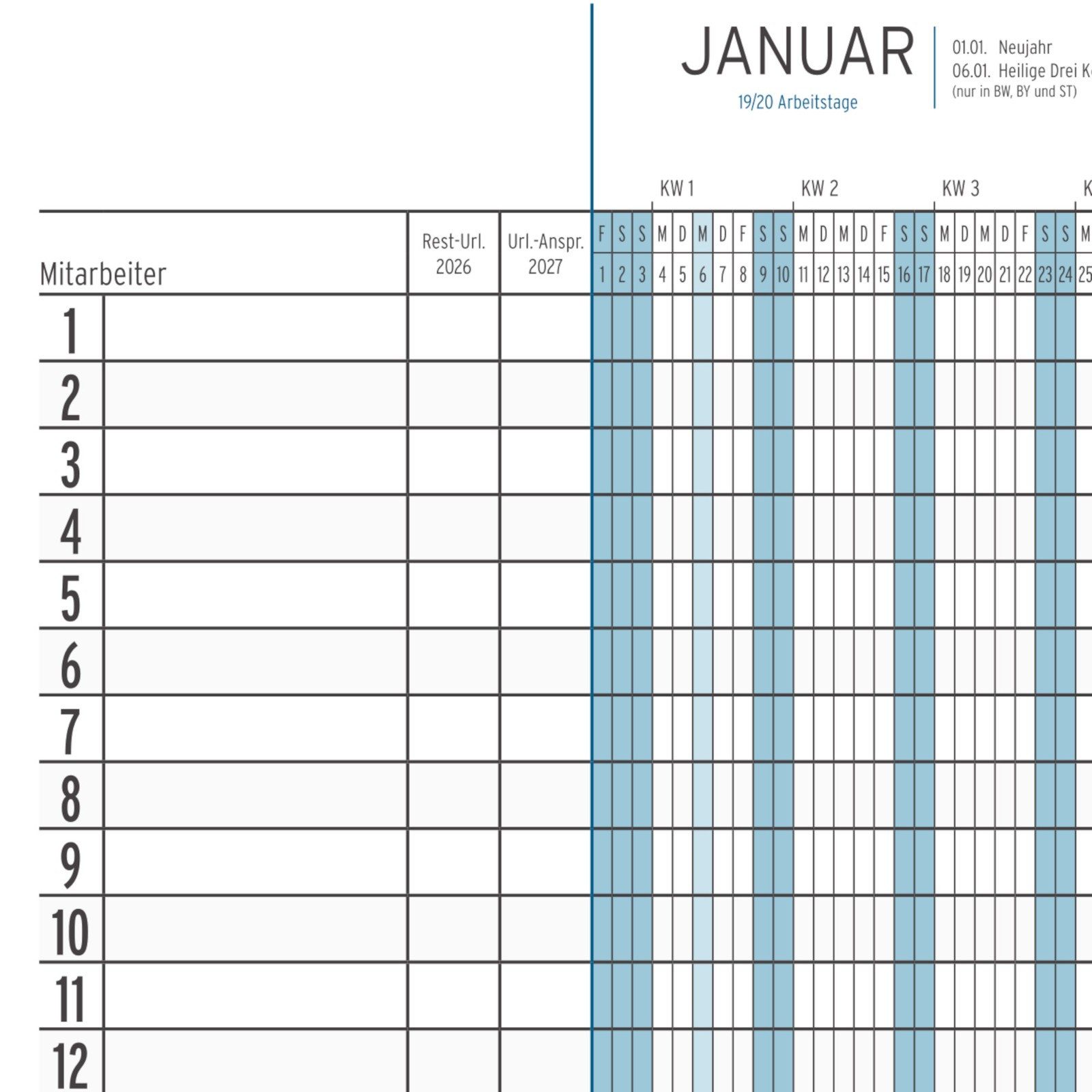 Anschütz Posterkalender XXL Urlaubsplaner 2027 – Bild 4 von 4
