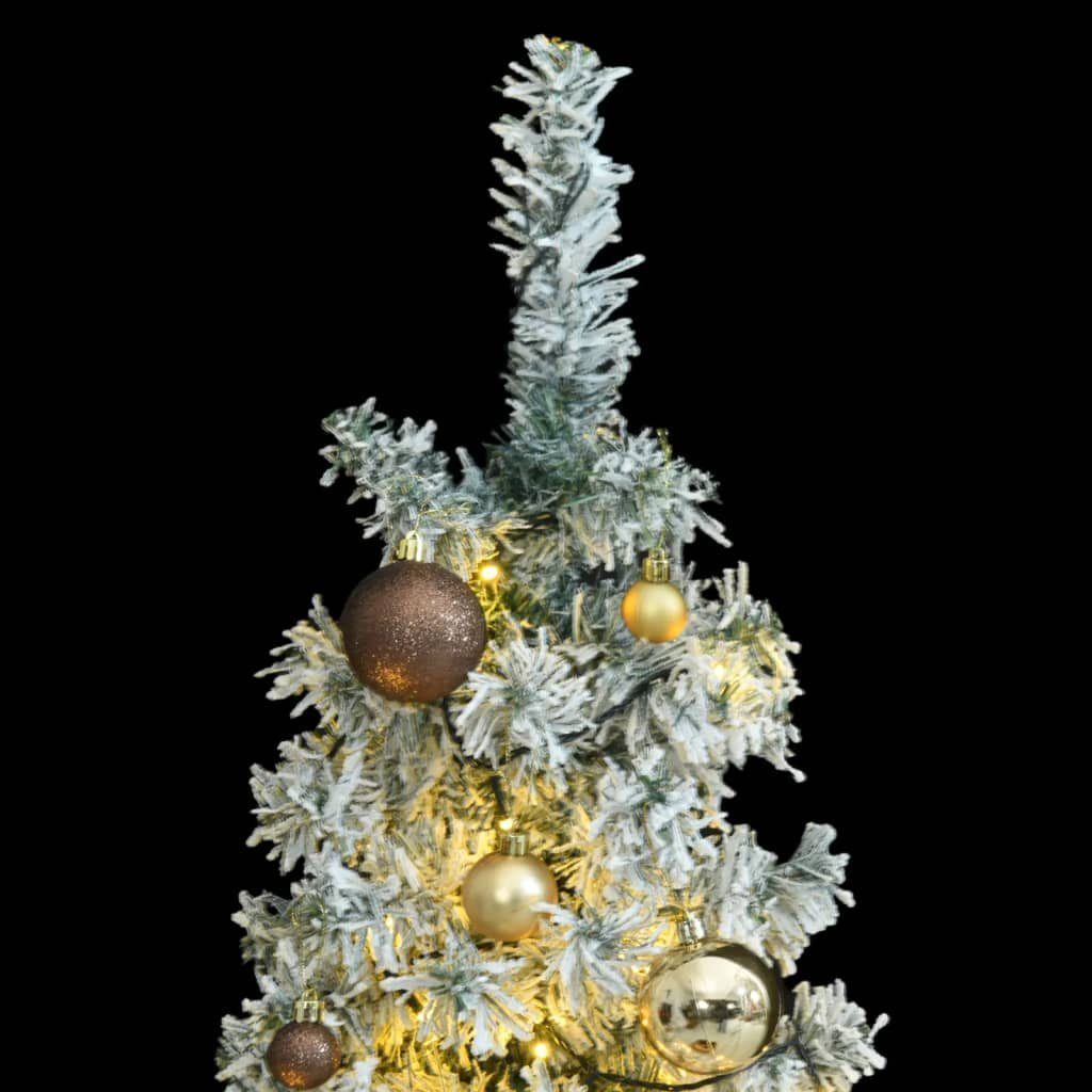 mit Weihnachtsbaum Schlank Weihnachtsbaum 300 cm Schnee vidaXL Kugeln Künstlicher 300 LEDs