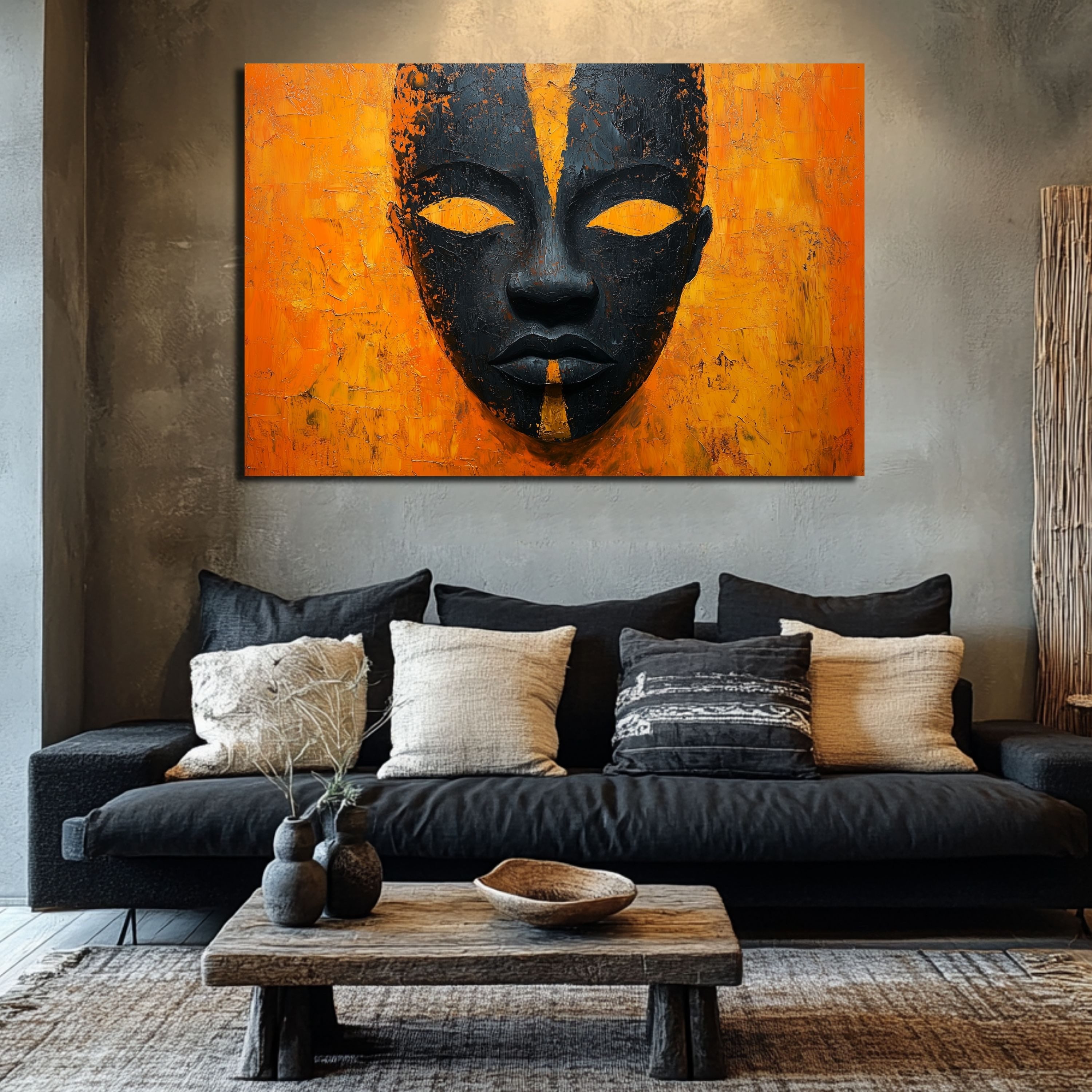 DARO Design Leinwandbild Modern Abstrakt Wandbilder XXL Wandbild Wand Deko Leinwand Bilder, (afrikanische Maske - Bild Groß Wohnzimmer Schlafzimmer Küche Esszimmer Einteilig Querformat Fotodruck Leinwände Wanddeko Abstrakte Kunst Boho), 30x20cm