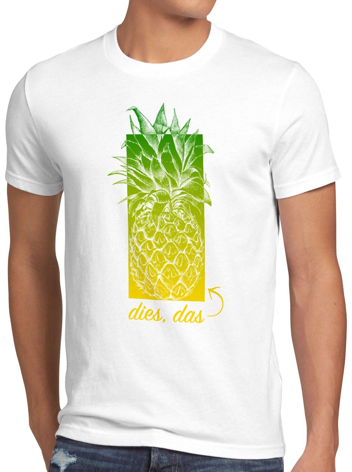 style3 Print-Shirt Herren T-Shirt Dies pineapple hip Ananas das hop rap neonschwarz weiß