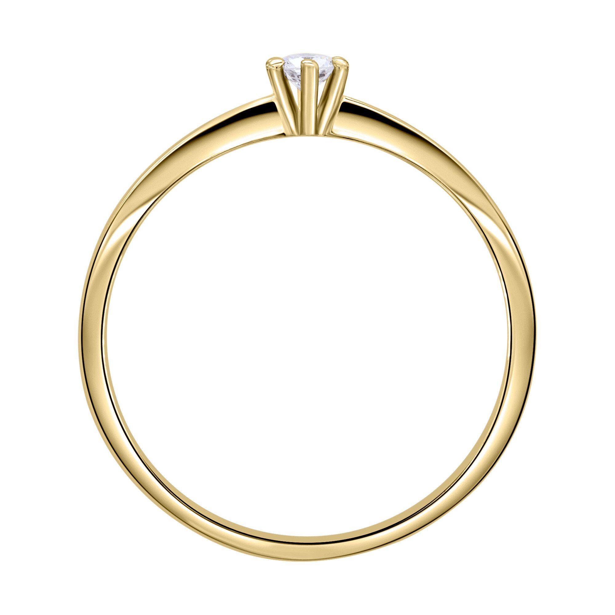 ELEMENT Ring Invisible Brillant Weißgold, Diamantring 585 ONE 0,15 aus Diamant Invisible ct Damen Schmuck Gold