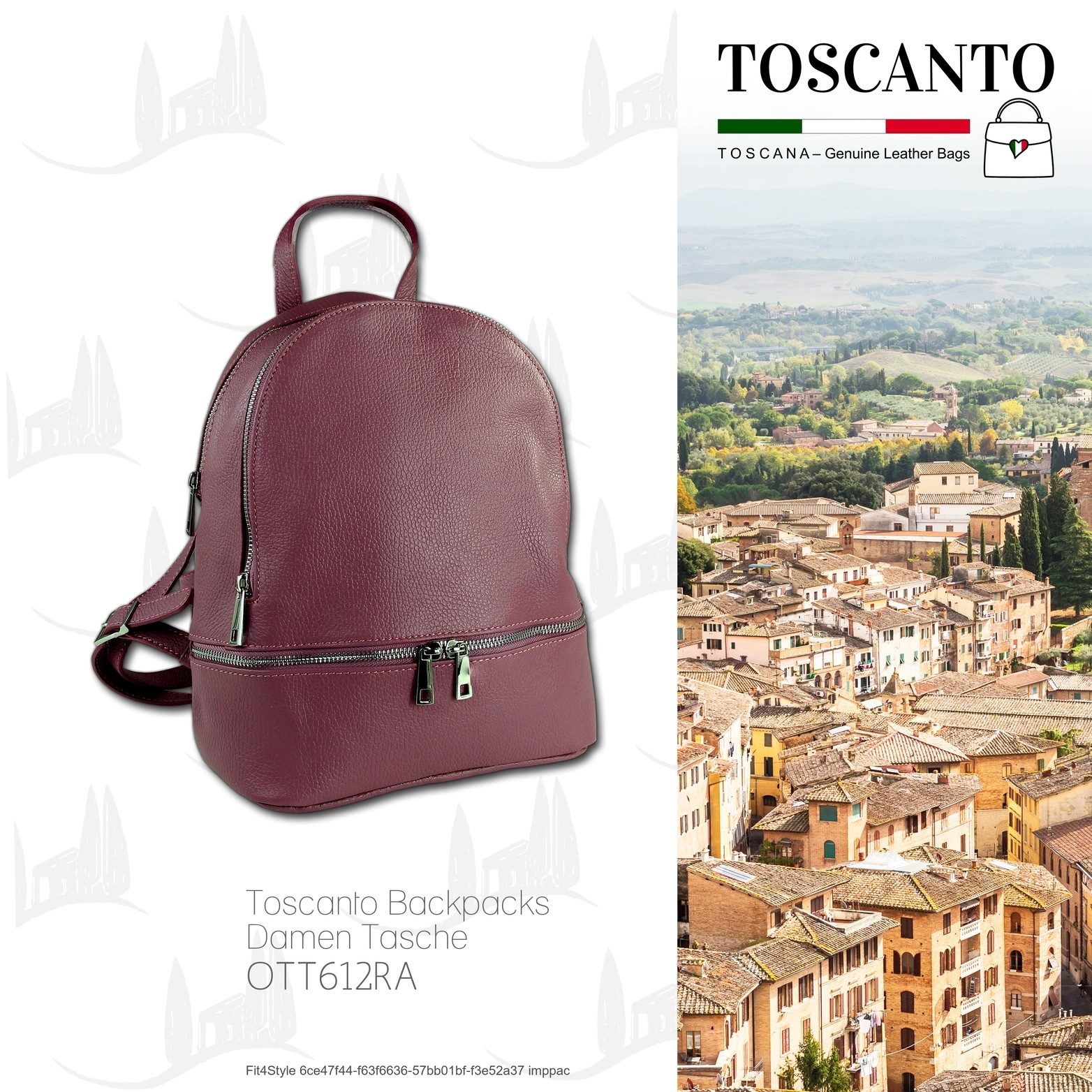 Toscanto Cityrucksack Toscanto Cityrucksack Freizeit (Cityrucksack), Damen Tasche Echtes Leder rosa, Made-In Italy