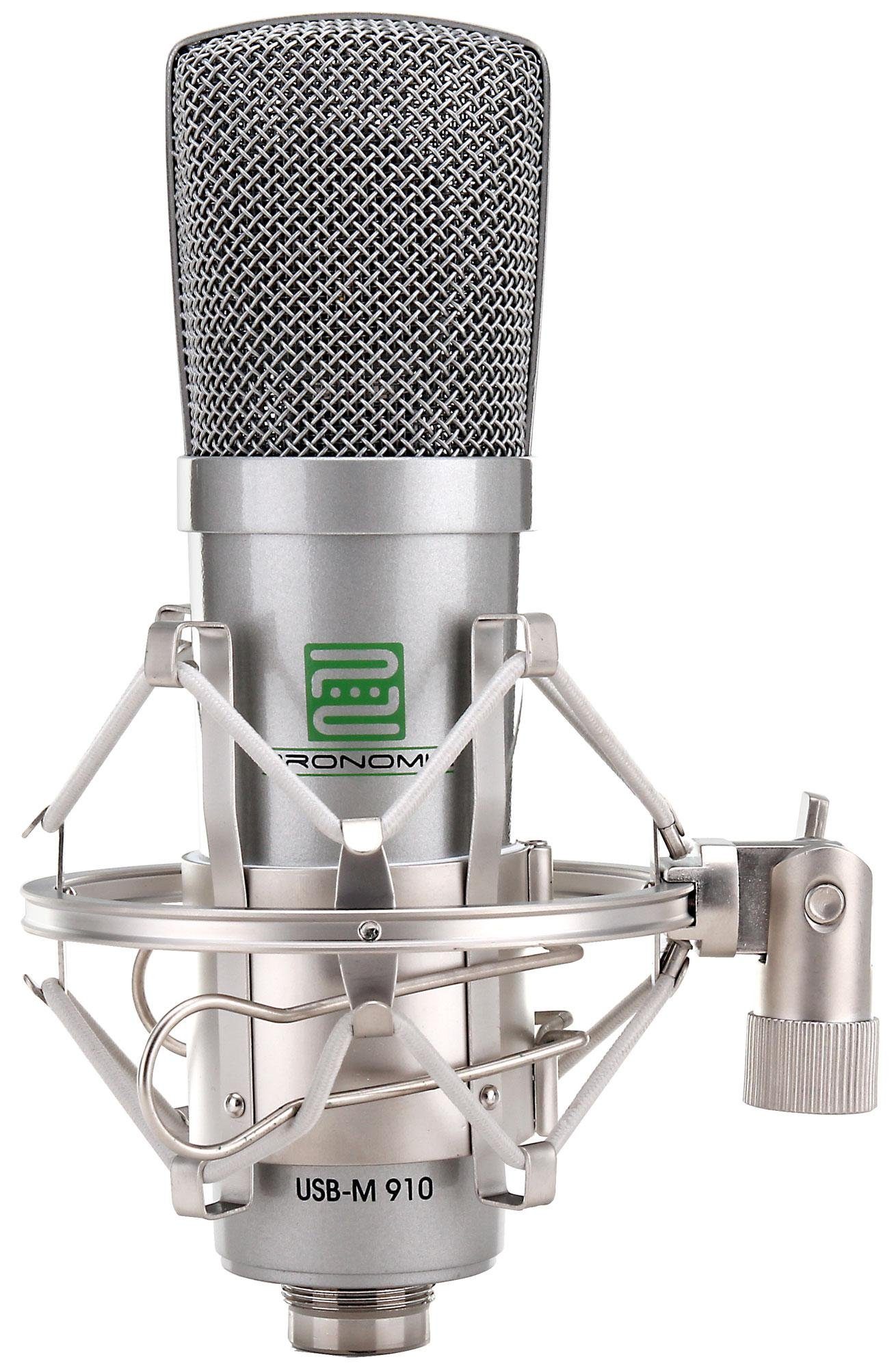 Pronomic Mikrofon USB-M 910 Podcast USB-Studiomikrofon Plug & Play  (Kondensatormikrofon, 3-tlg), Inkl. Mikrofonspinne, Etui und 1,7 m USB-Kabel