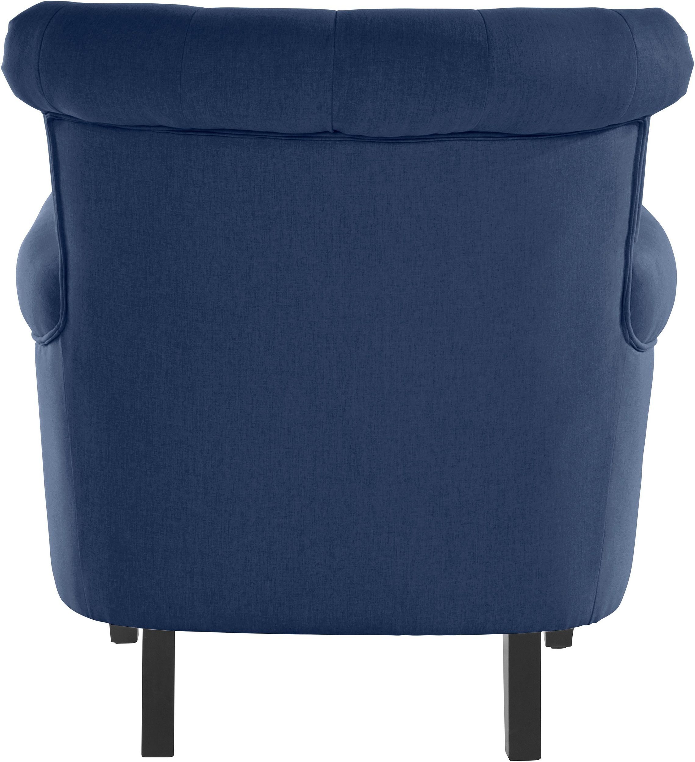 Stoffbezug Füße blau Diamantensteppung, cm, 50 Pappelholz Sessel aus loft24 Sitzhöhe mit Coryn,