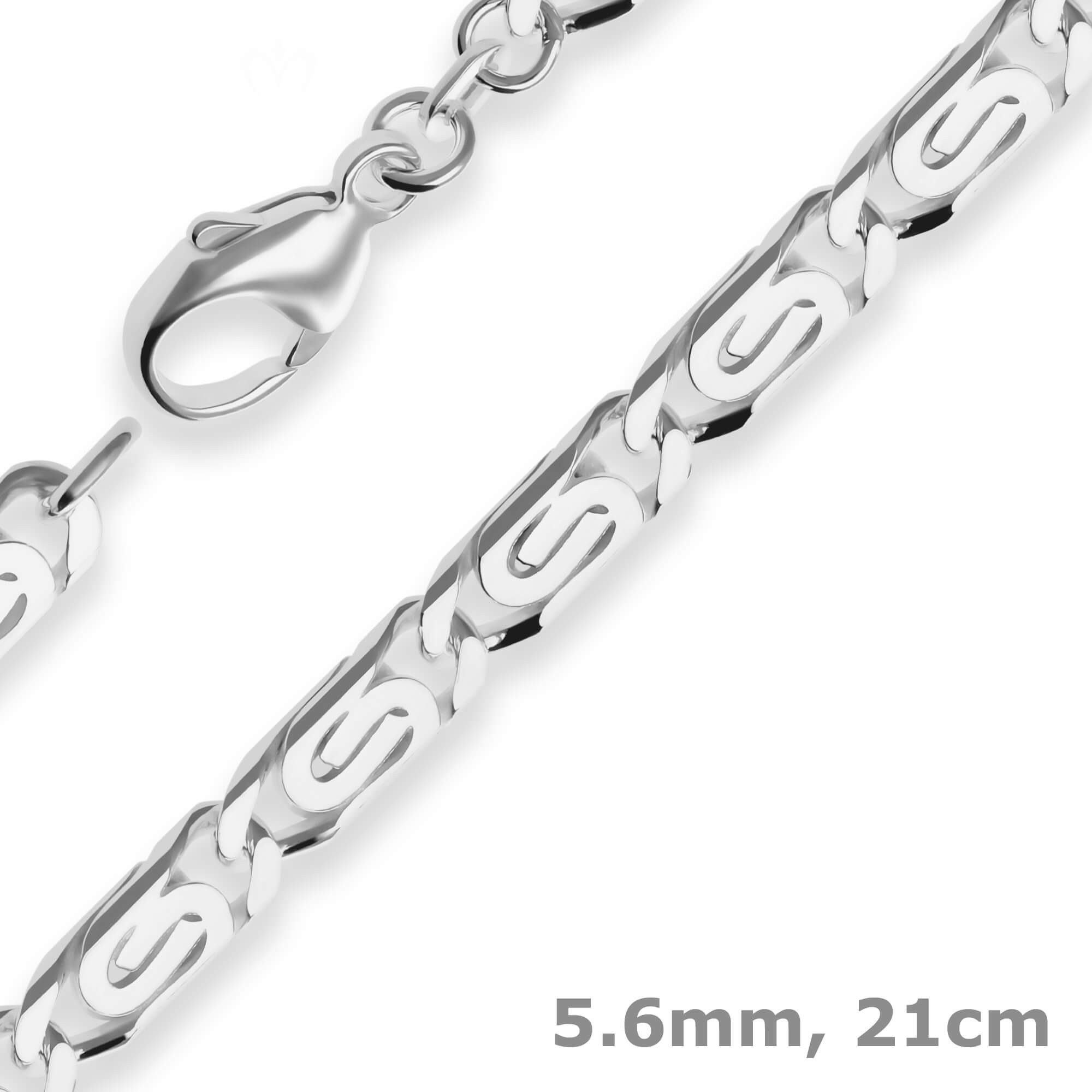 Schmuck Krone Panzerarmband 5,6mm Armband S-Panzerkette aus 925 Silber 21cm, Silber 925