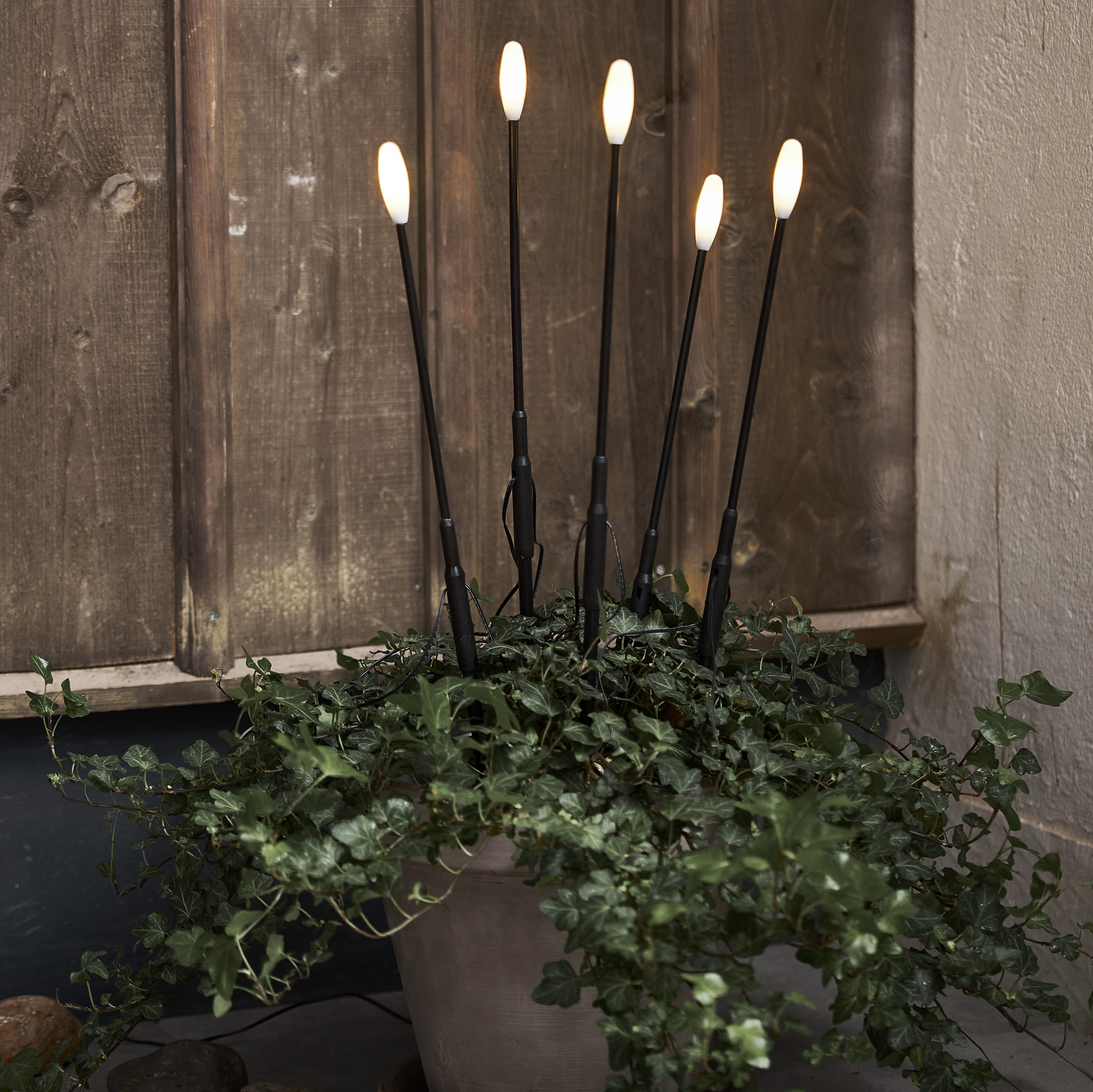 STAR TRADING LED Gartenleuchte Außendekoration Milky, LED fest integriert, Warmweiß, 5 Lichtstäbe in Reihe, 50cm Abstand zwischen den Stäben, LEDs warmweiß