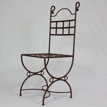Casa Moro Gartenstuhl Schmiedeeiserner Stuhl Nabil mit Rust Finish in Antik Look, Kunsthandwerk aus Marokko