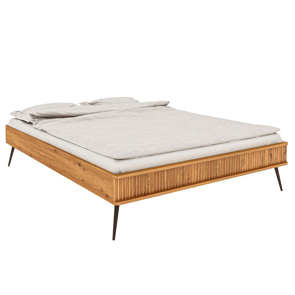 Lomadox Bettgestell KABALA-165, Liegefläche 160x220 cm, Eiche massiv geölt, gerilltes Кроватиde