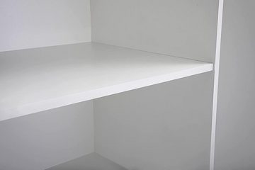 MOEBLO Kleiderschrank BEN 32 (Schwebetürenschrank 2-türig Schrank Garderobe Schiebtüren Schlafzimmer, mit Spiegel Kleiderstange und Regale) (BxHxT):233/203/183x218x61 cm