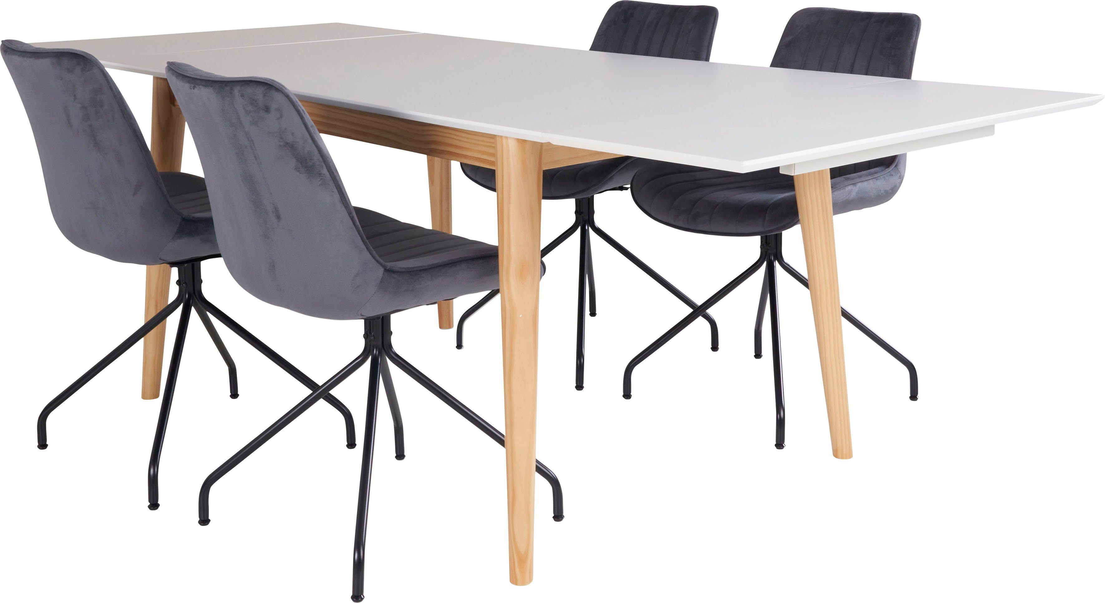 Homexperts Essgruppe Odense, (Set, 5-tlg), grau/weiß Tisch ausziehbarem mit