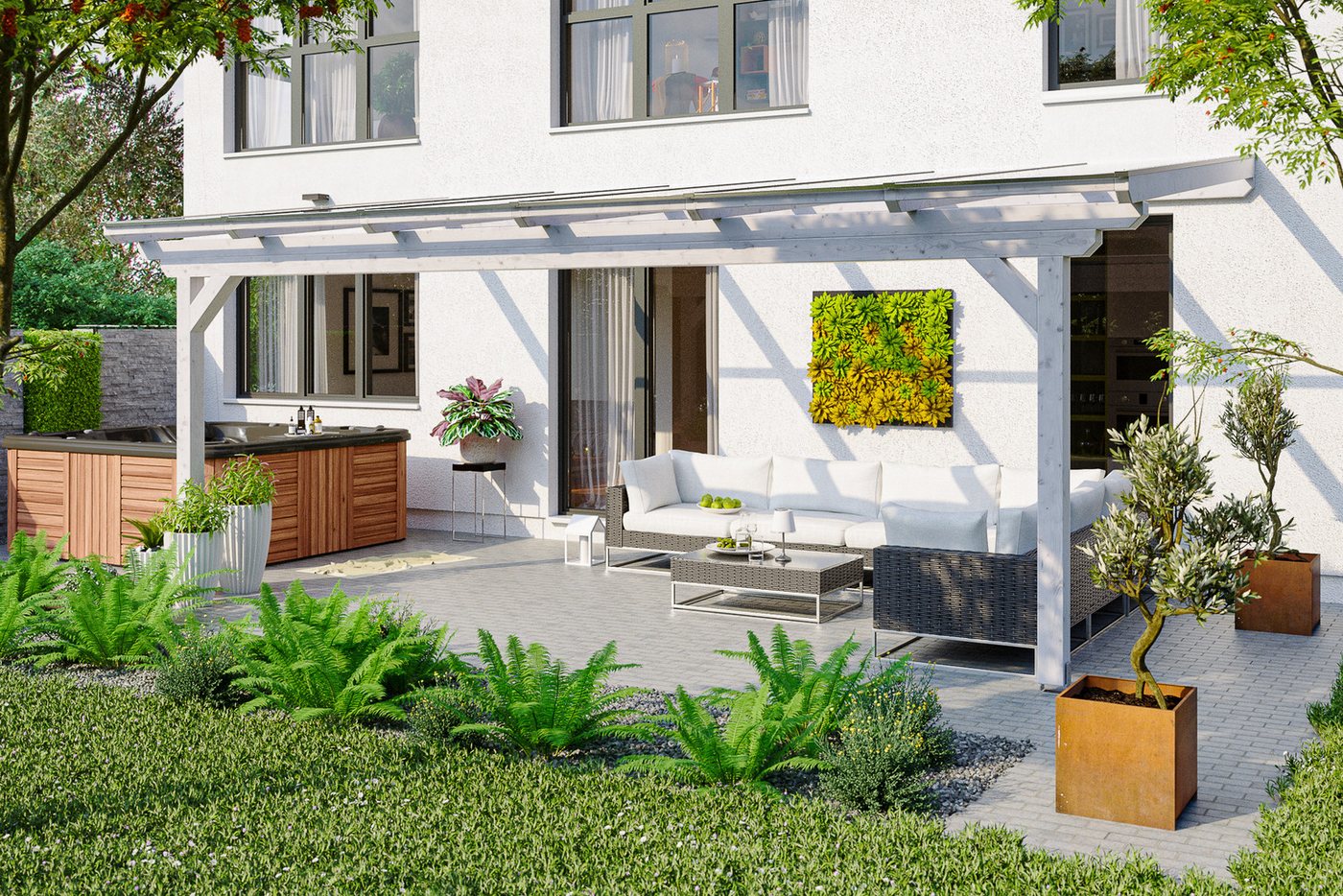 Thumbnail - Skanholz Terrassendach Ancona, BxT: 648x350 cm, Bedachung Doppelstegplatten, Leimholz