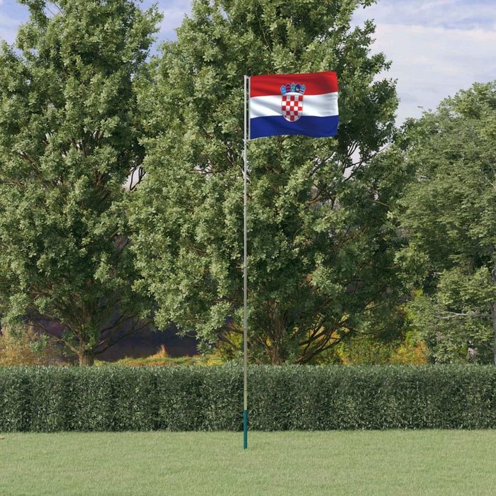 vidaXL Flagge Flagge Kroatiens mit Mast 5 55 m Aluminium
