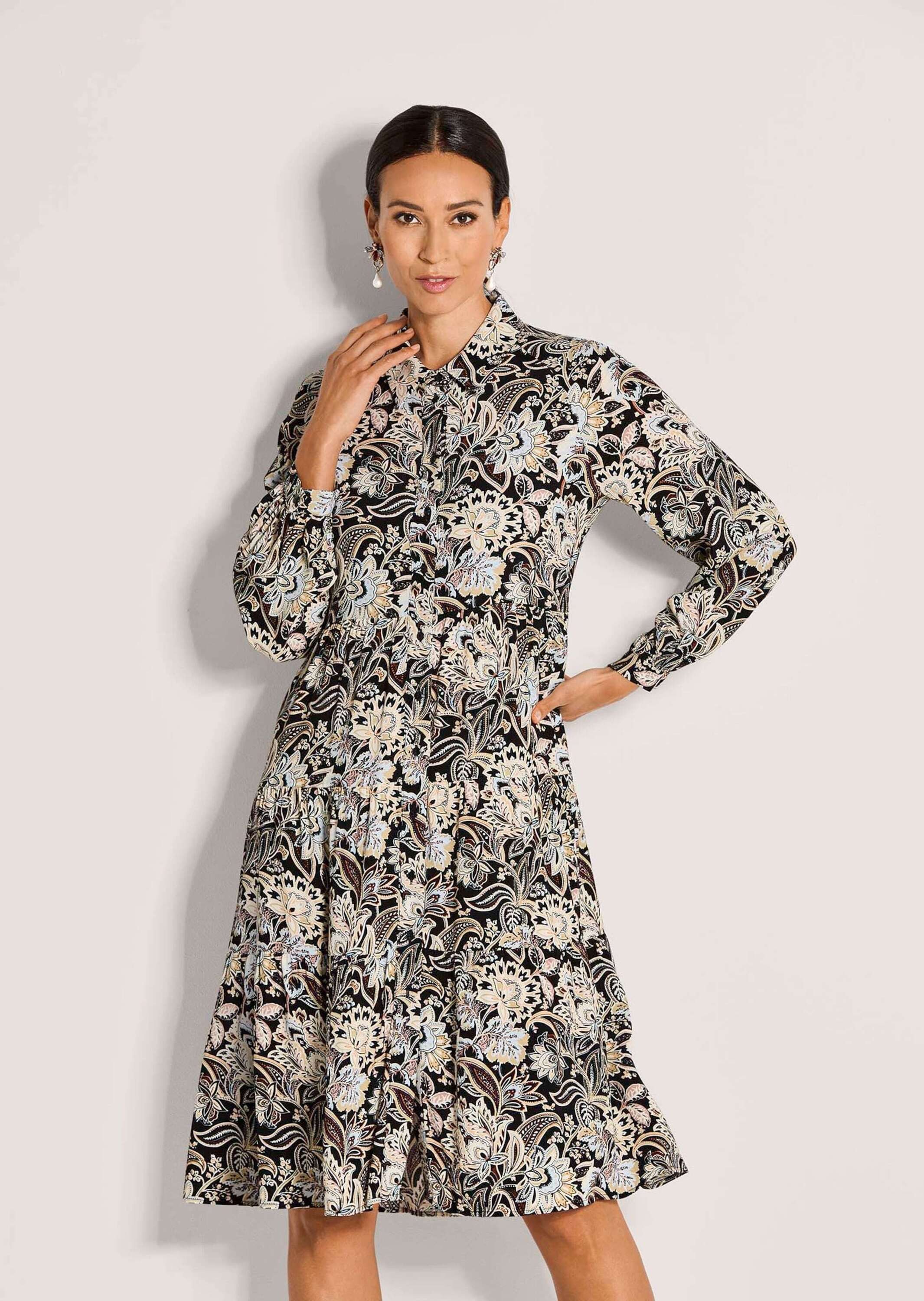 MADELEINE Midikleid Druck-Damenkleid mit Knopfleiste Mit floralem Muster, H günstig online kaufen