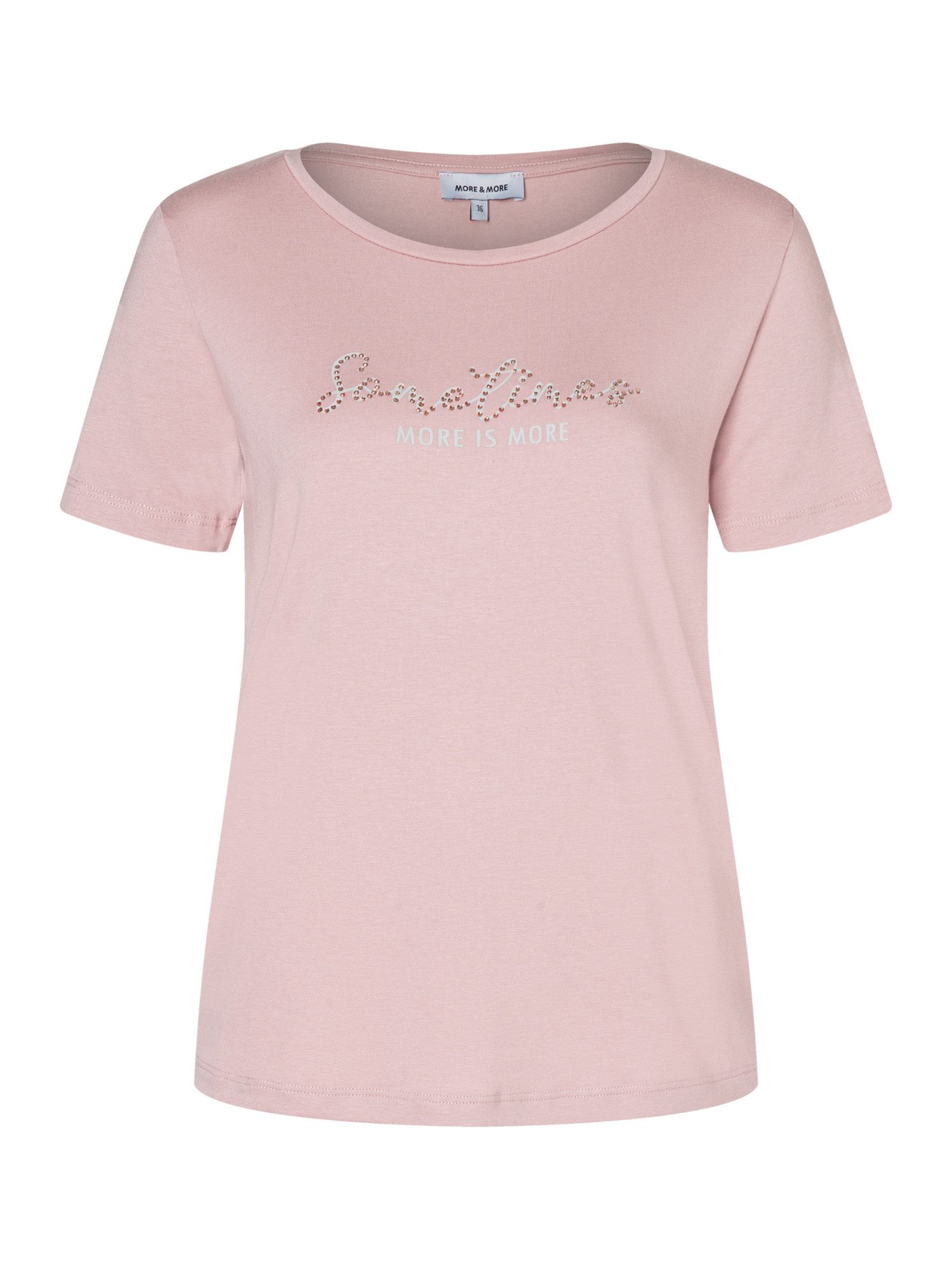 MORE&MORE Kurzarmshirt Wording Shirt mit Strasssteinchen günstig online kaufen