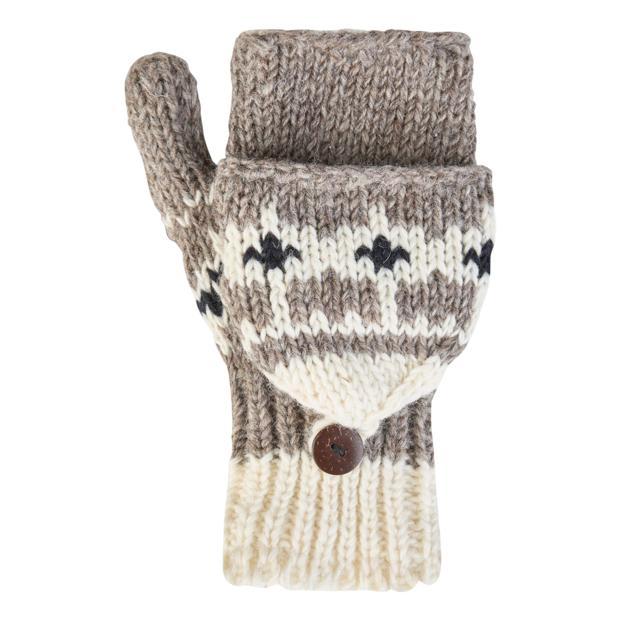 THC Natural Line Strickhandschuhe THC Klapphandschuhe 507 (1 Paar, 1-St., 1 Paar) abklappbare Fingerspitzen