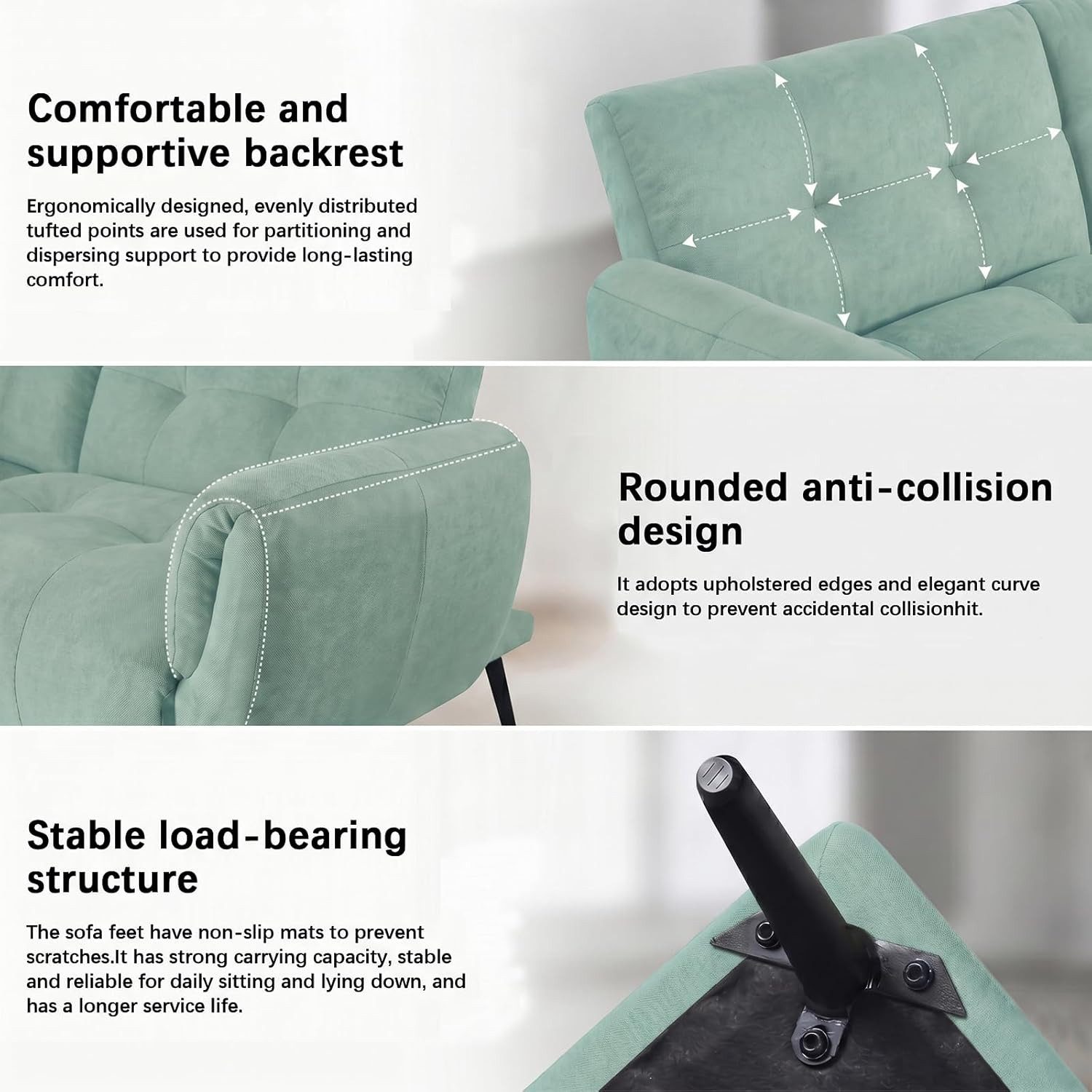 Jiexi 3-Sitzer Sofa Mit Schlaffunktion, Klappsofa Sofa 3 Sitzer, Geeignet Wohnzimmer