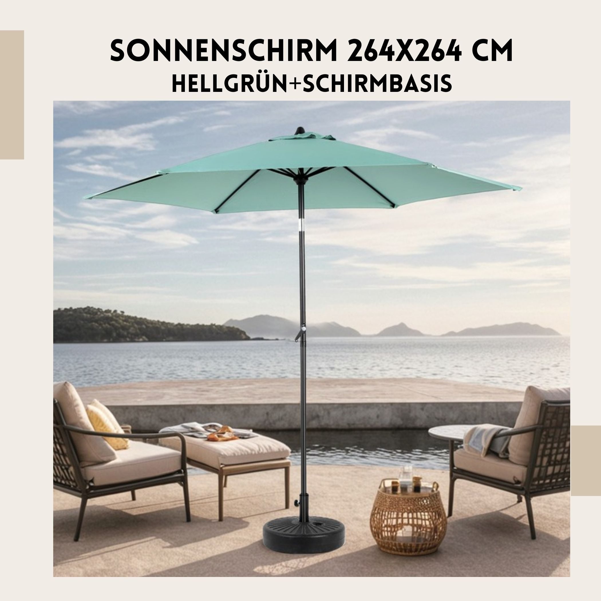 SeedWave Sonnenschirm mit wasserdichtem Polyester, 360°Drehung, günstig online kaufen