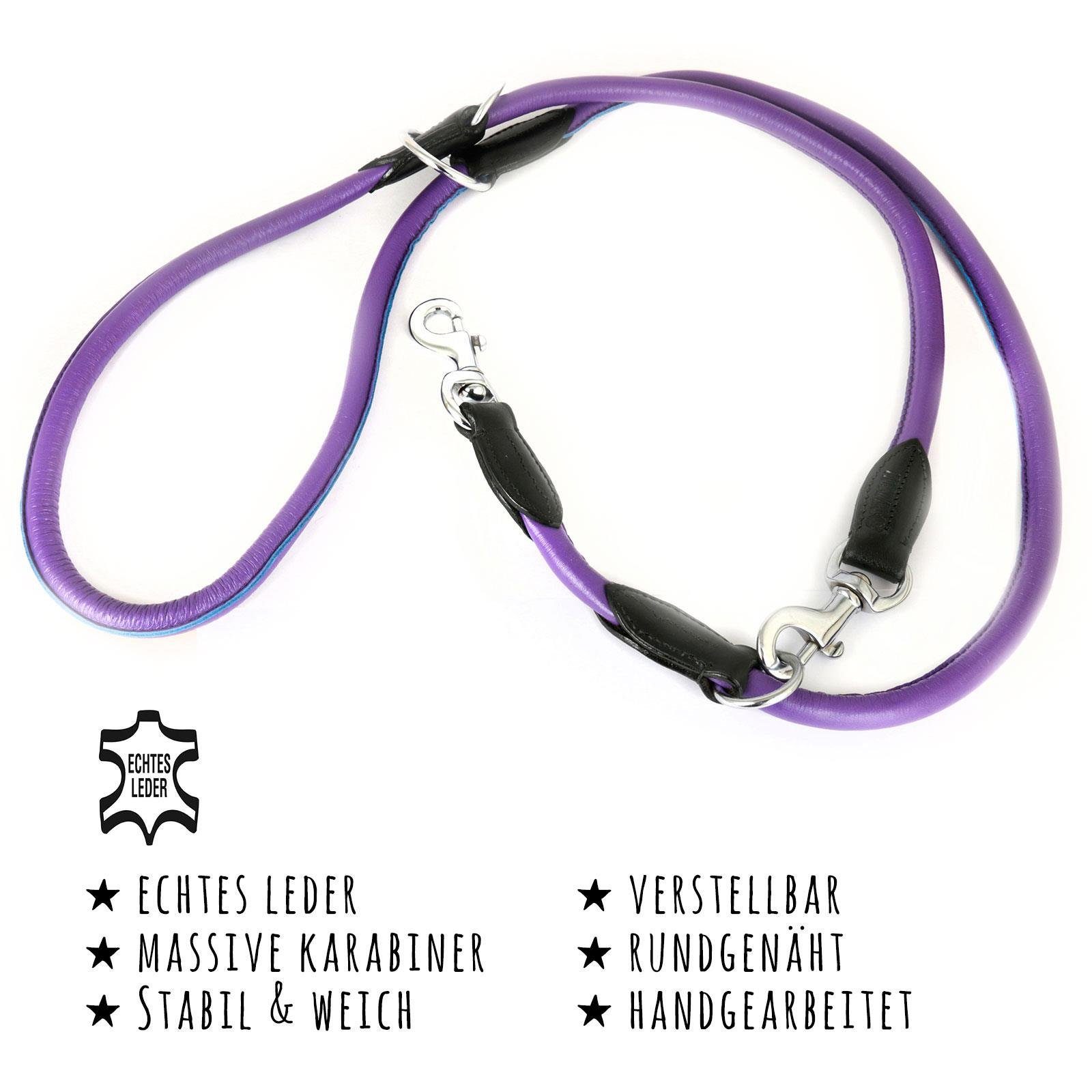 Monkimau Hundeleine Verstellbare Führleine aus echt Leder, Leder (Packung)
