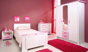Parisot Jugendzimmer-Set Biotiful, (Set, 4-St., Bett, Nachttisch, Schrank, Kommode), mit Kleiderschrank und Kommode