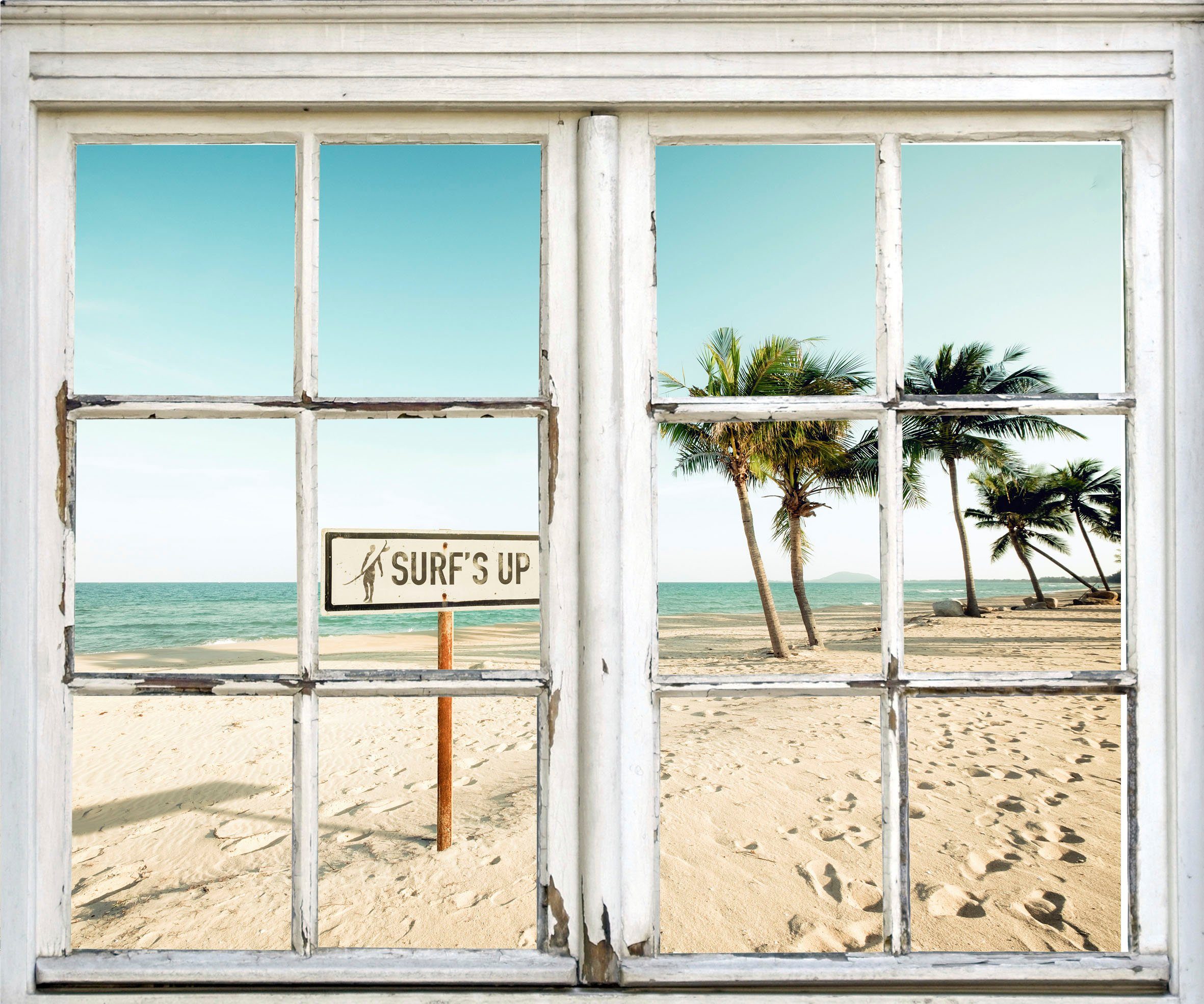 queence Wandsticker Surfs up Strand, Wandsticker, Wandbild, selbstklebend, Strand