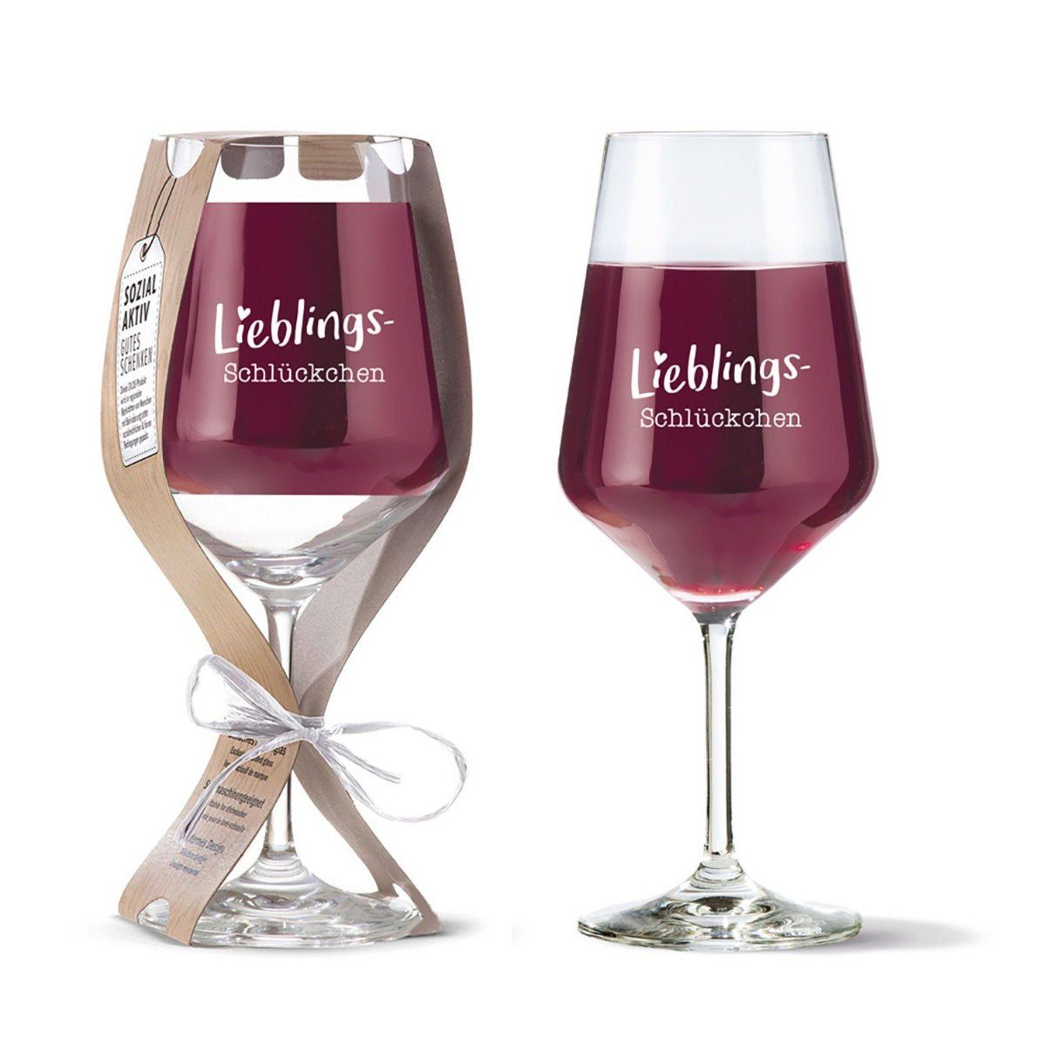 GILDE Rotweinglas Glas Weinglas 'Lieblingsschlückchen', Glas