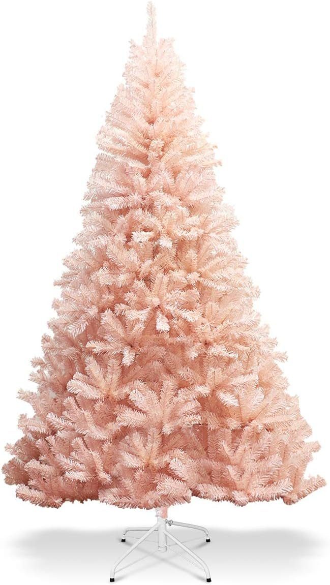 KOMFOTTEU Künstlicher Weihnachtsbaum Tannenbaum, rosa, 180cm