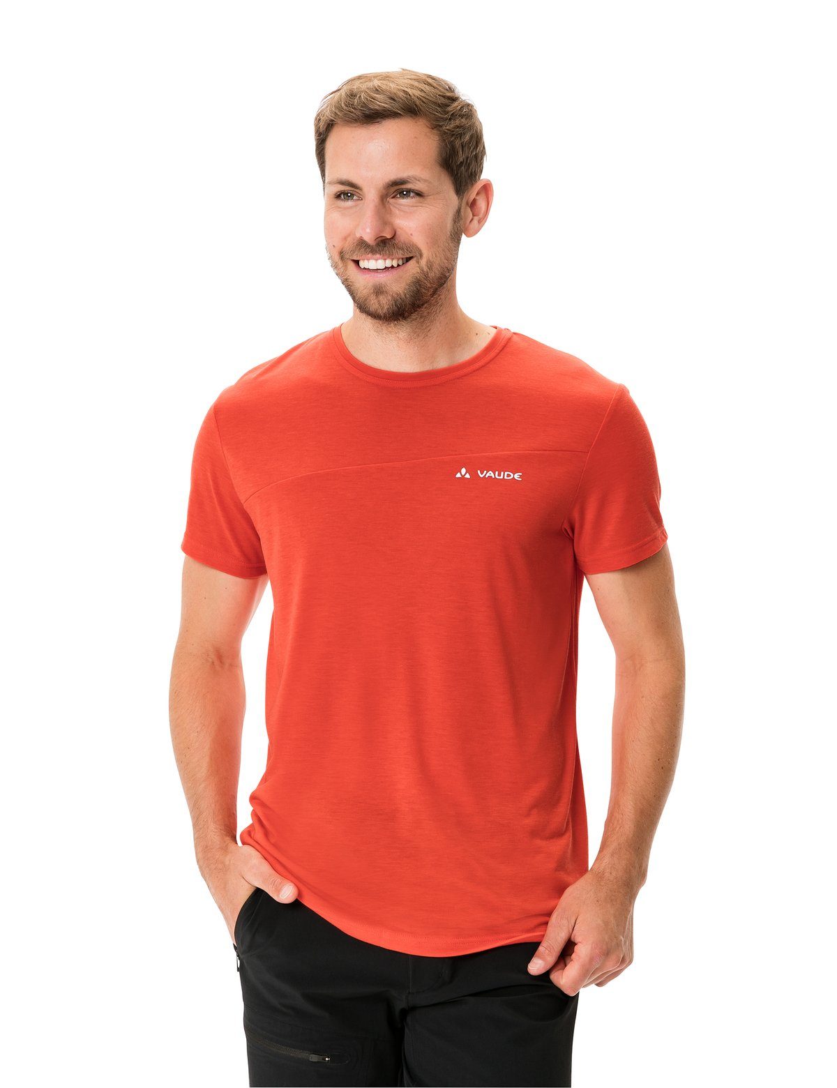 Knopf (1-tlg) Grüner Shirt Sveit T-Shirt VAUDE glowing red Men's