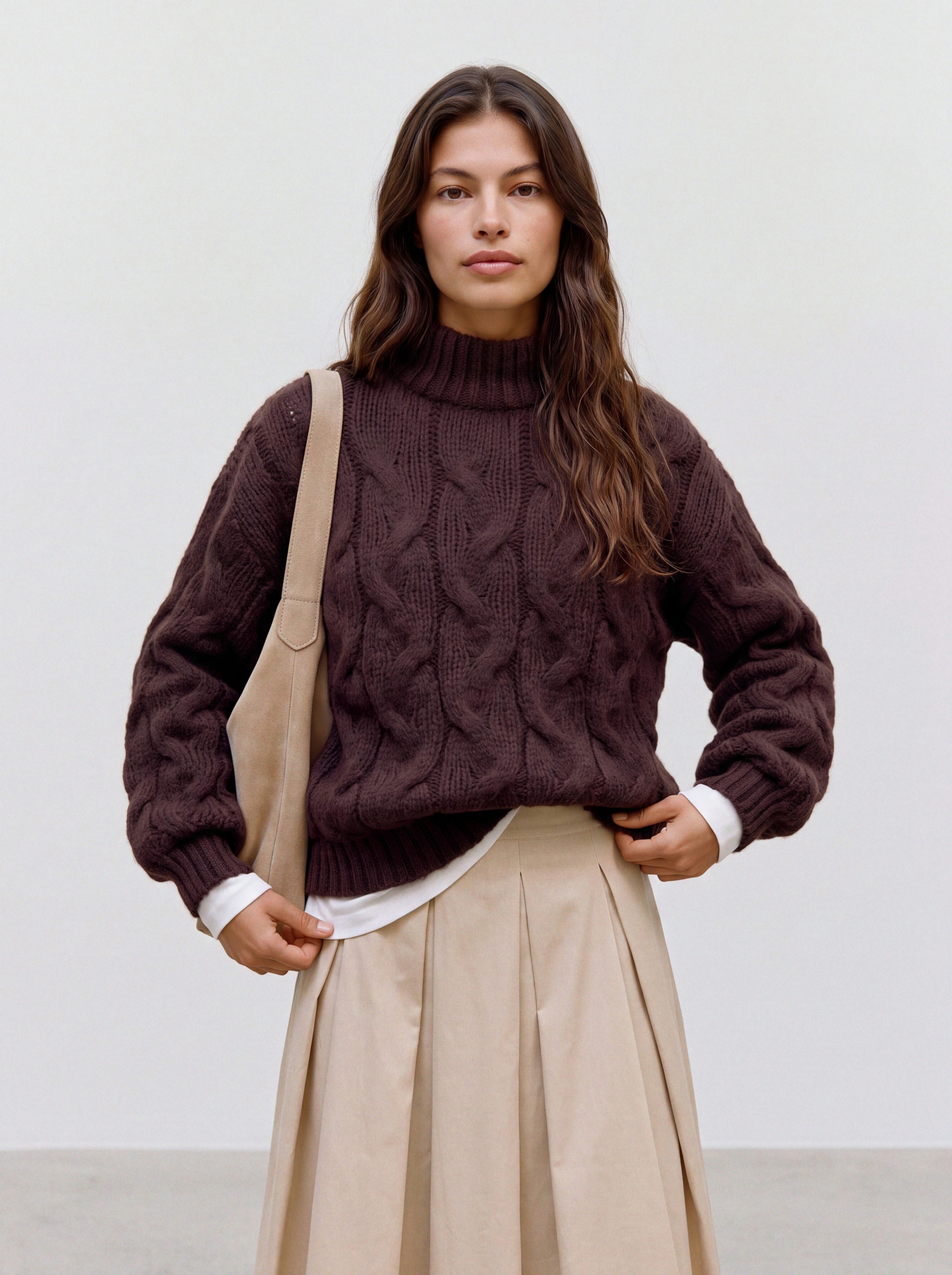 Vero Moda Strickpullover VMMAYBE LS HIGH NECK CABLE PULLOVER NOOS Kunstfaser, Zopfstrickmuster