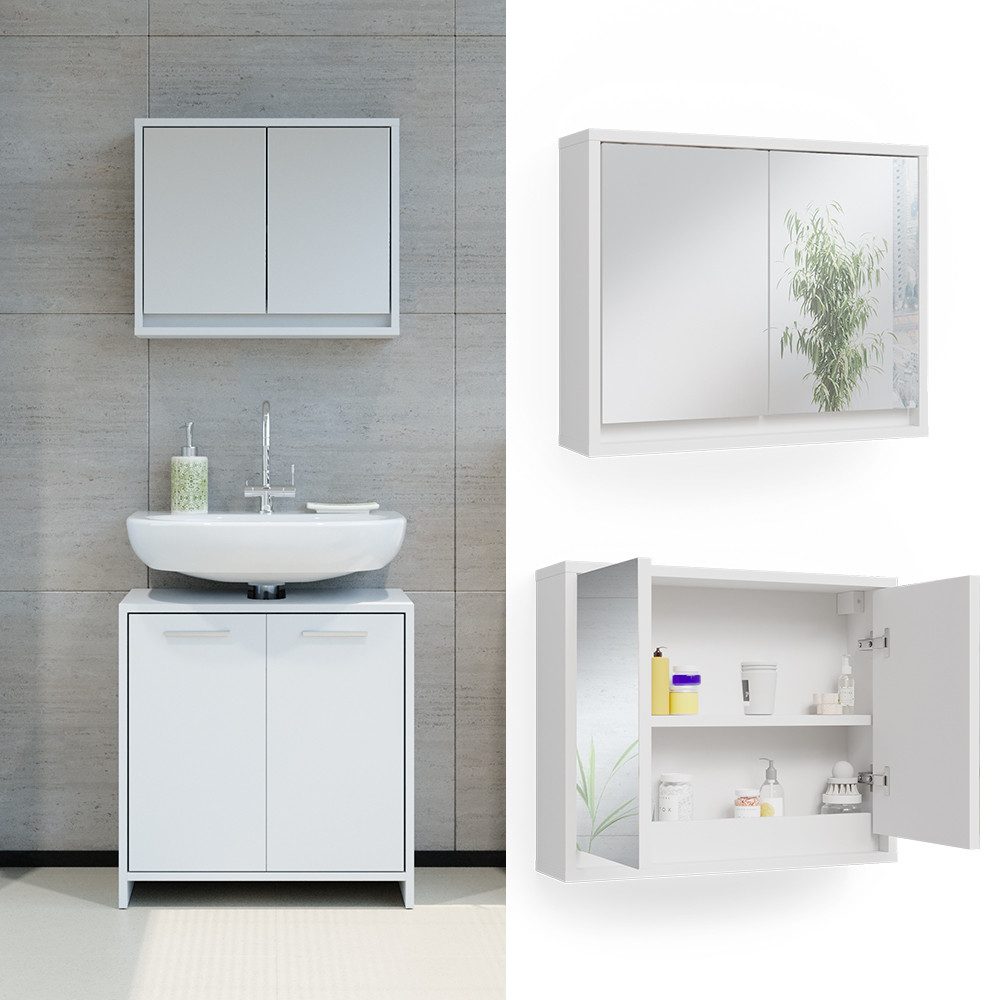Vicco Badezimmerspiegelschrank Mila, Weiß, 55 x günstig online kaufen